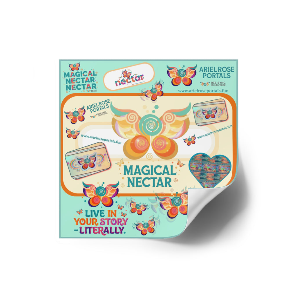 Magical Nectar Square Sticker - "Live In Your Story Literally" Indoor/Outdoor Sticker Sheet