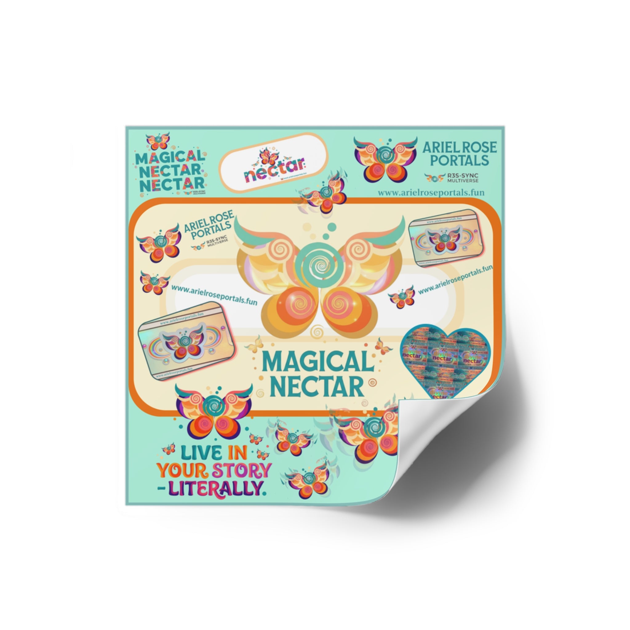Magical Nectar Square Sticker - "Live In Your Story Literally" Indoor/Outdoor Sticker Sheet