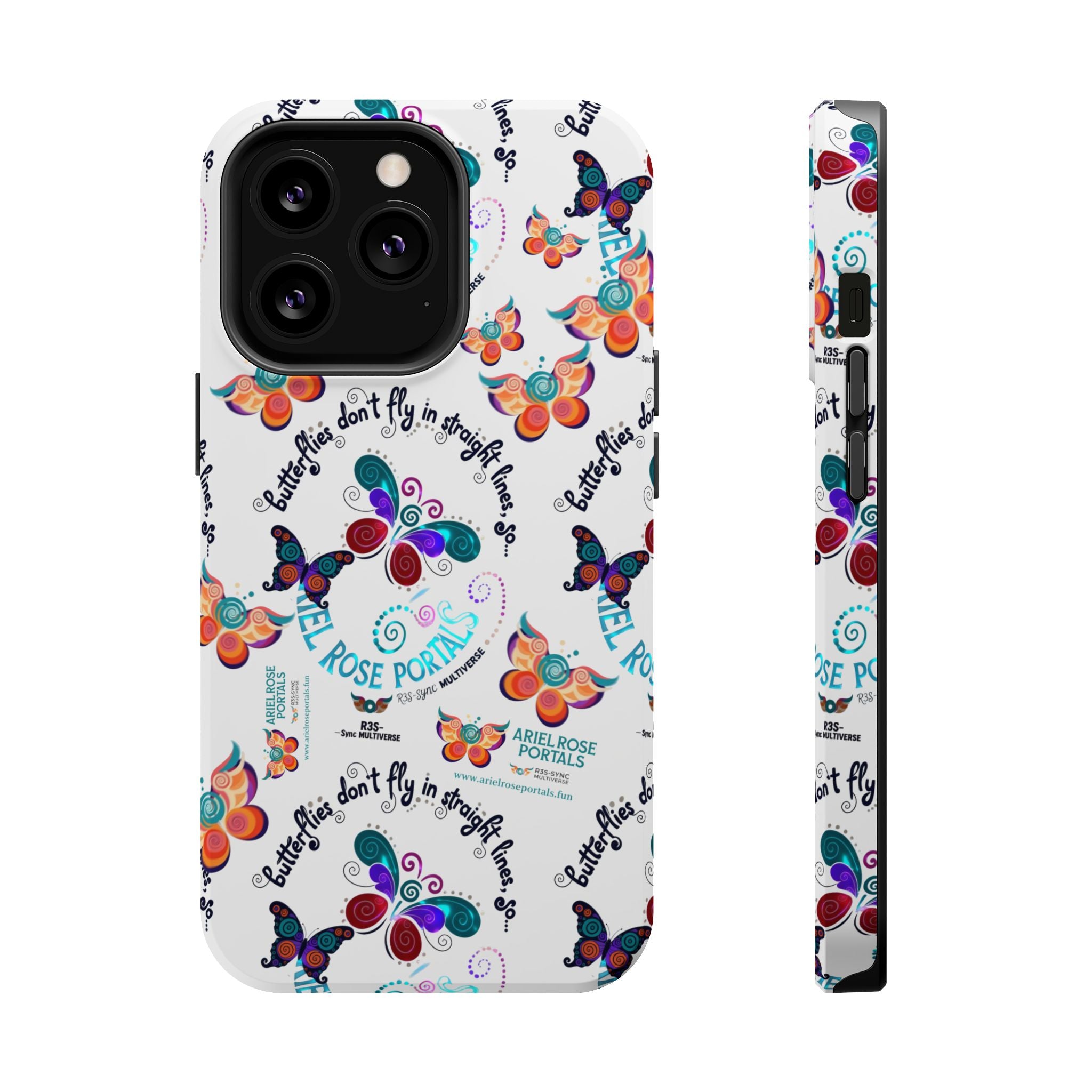 Butterfly Pattern Magnetic Phone Case — "How Butterflies Fly" Ariel Rose Portals Design