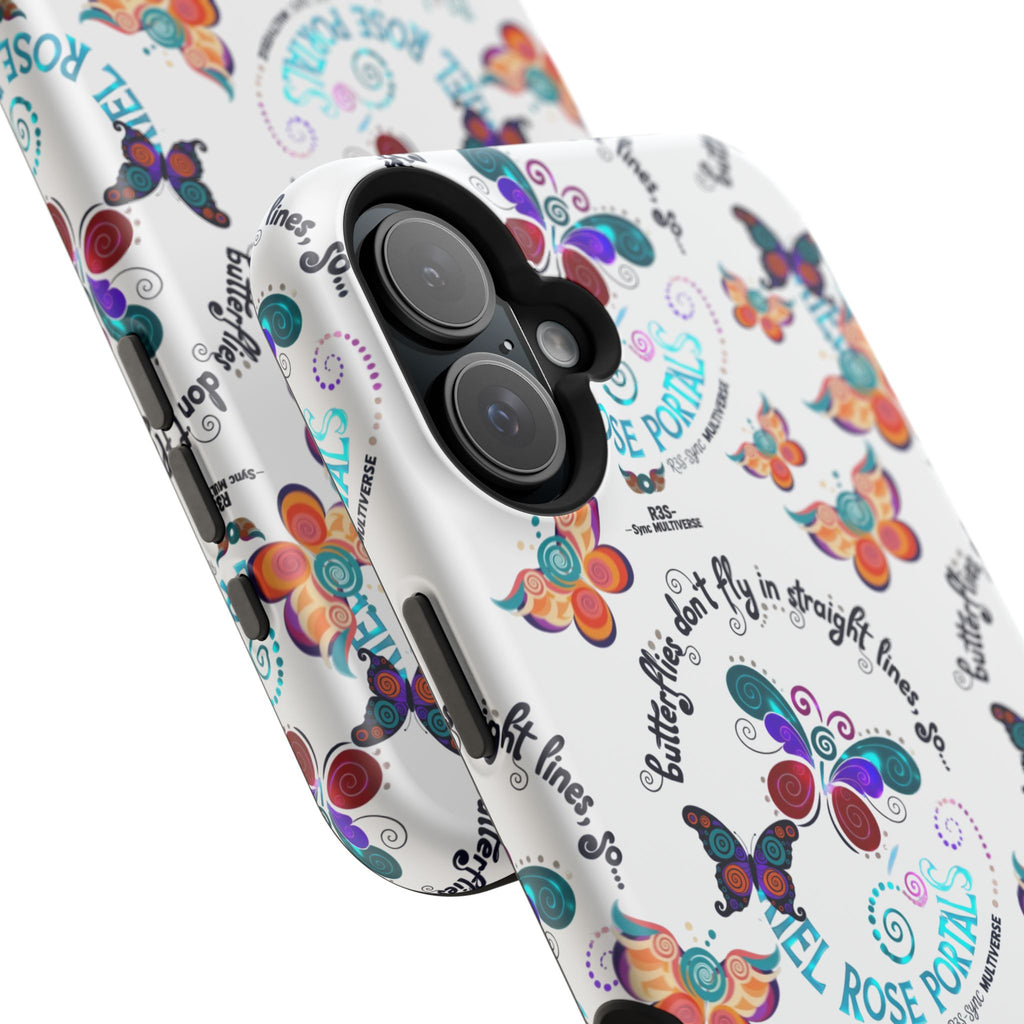 Butterfly Pattern Magnetic Phone Case — "How Butterflies Fly" Ariel Rose Portals Design