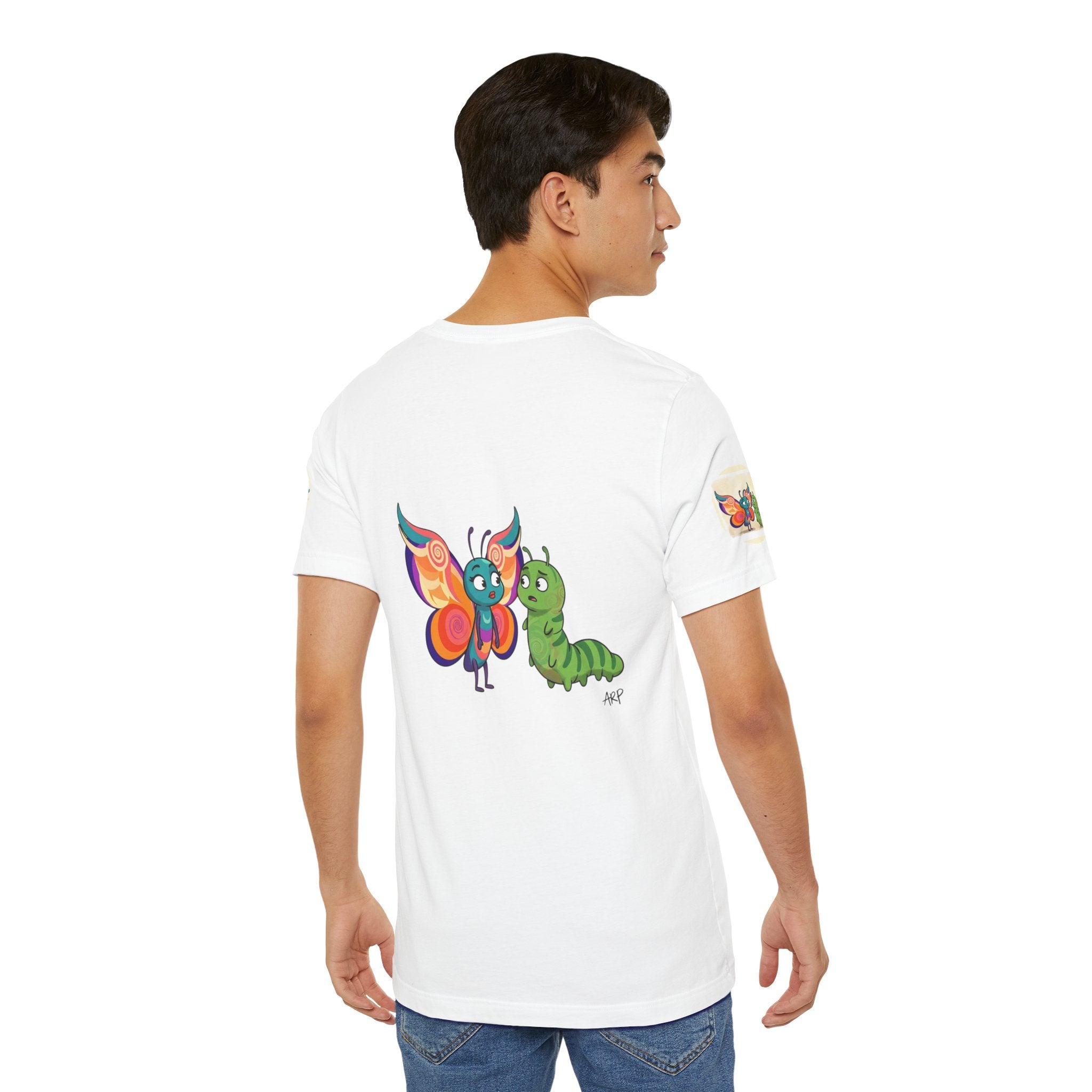 Butterfly & Caterpillar Tee — "alarmingly unlimited" Colorful Graphic T-Shirt