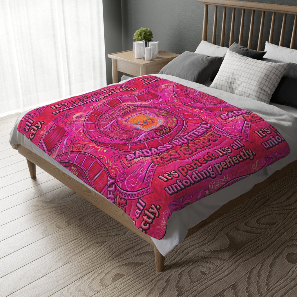 Badass Butterfly R3s-Carpet Pink Velveteen Blanket — "It's perfect. It's all unfolding perfectly."