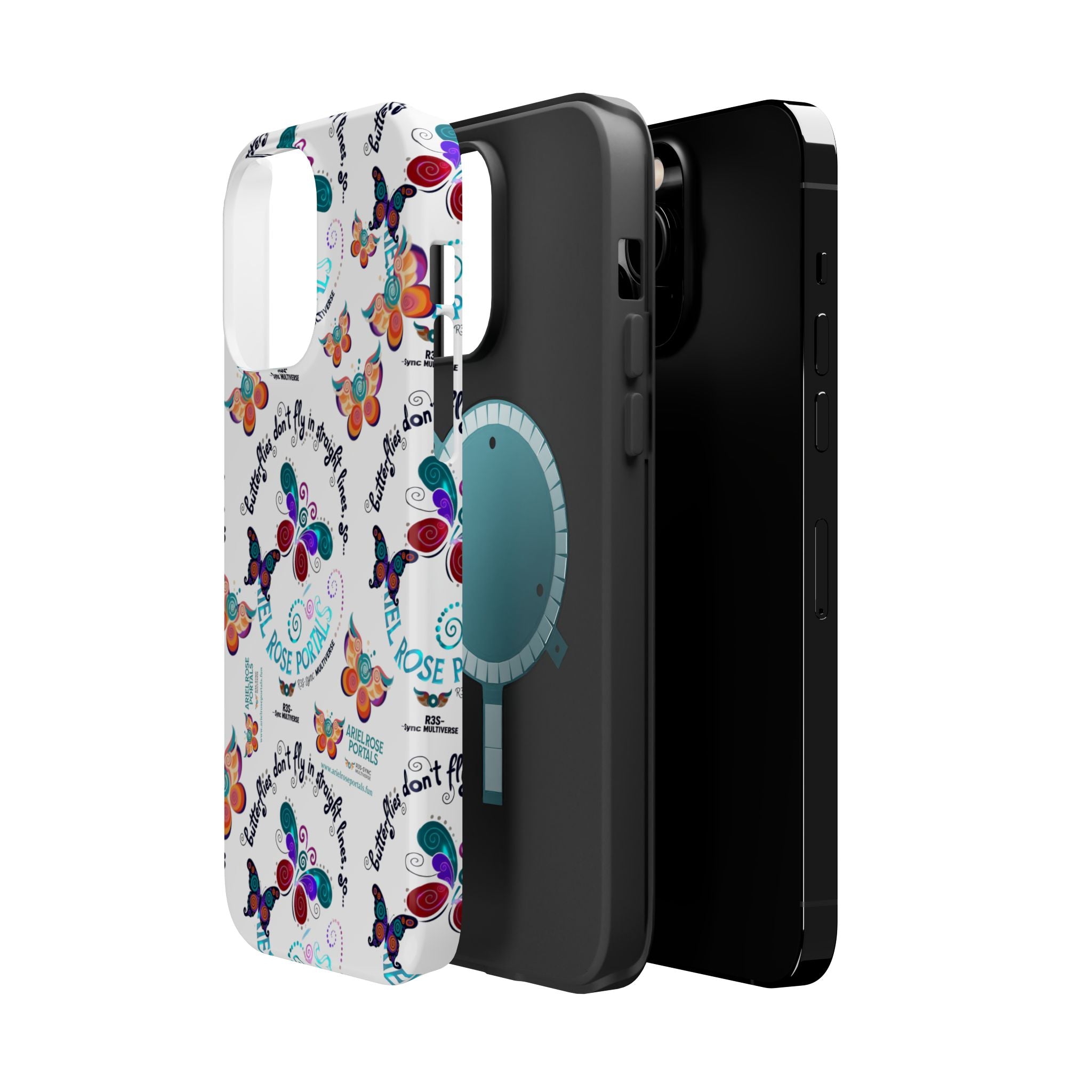Butterfly Pattern Magnetic Phone Case — "How Butterflies Fly" Ariel Rose Portals Design