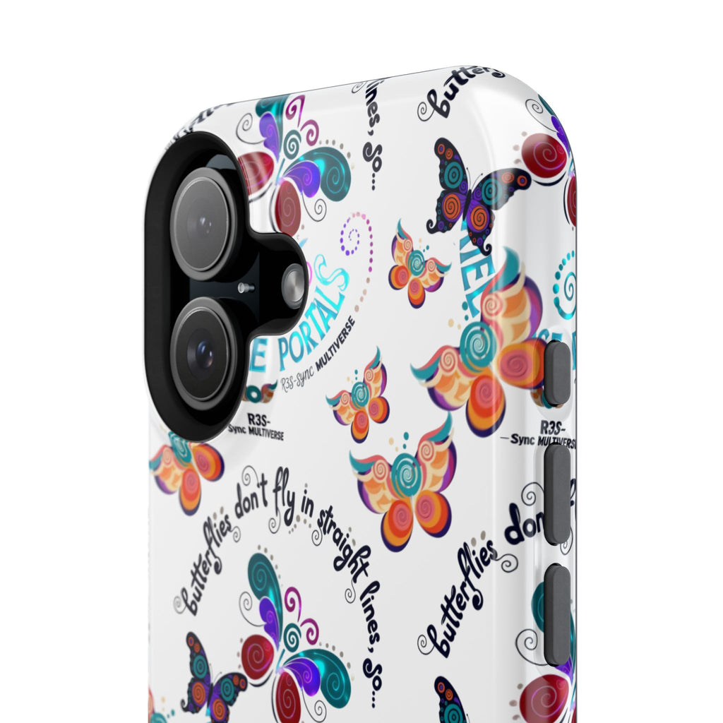 Butterfly Pattern Magnetic Phone Case — "How Butterflies Fly" Ariel Rose Portals Design