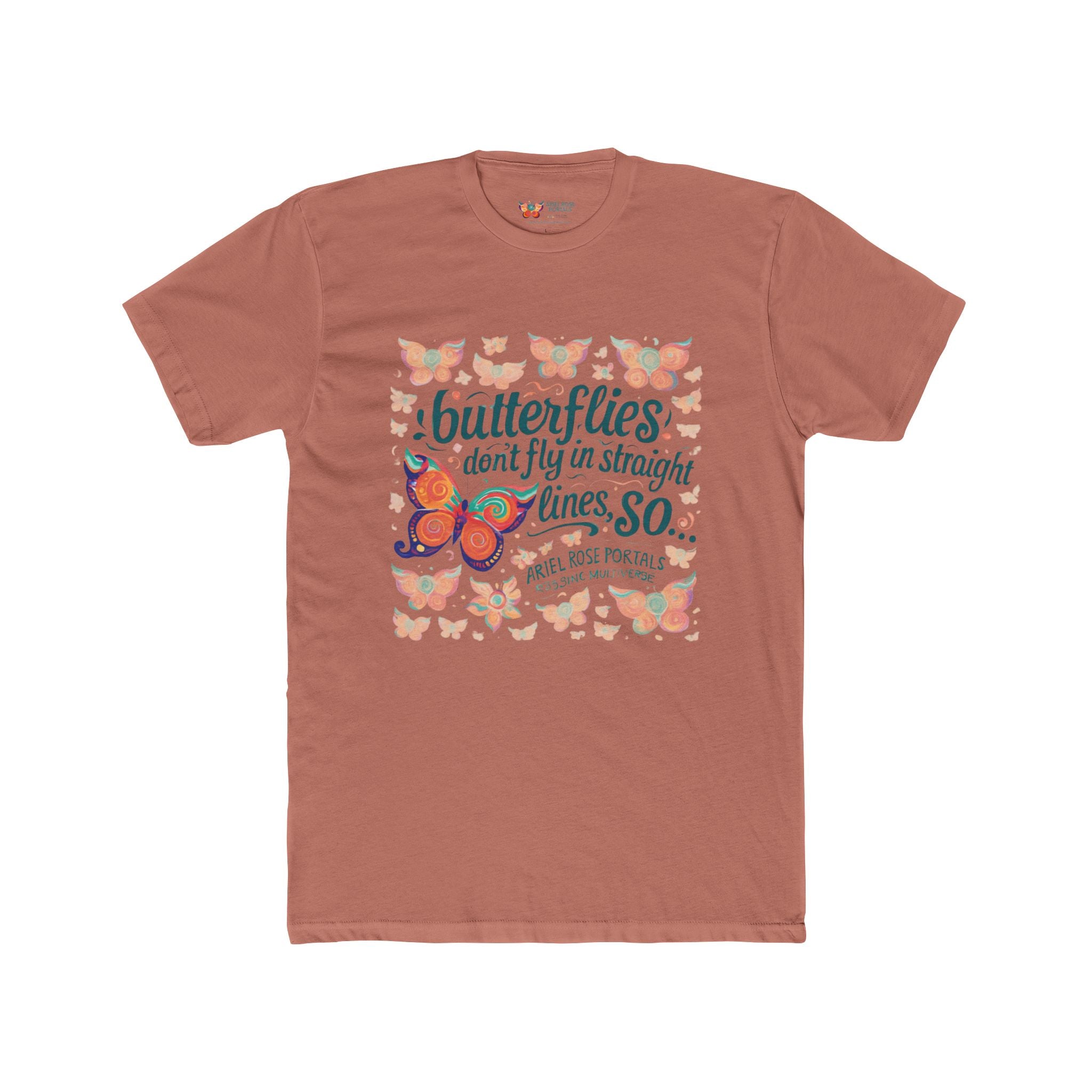 Butterflies Don't Fly In Straight Lines Tee — Inspirational Butterfly Quote T‑Shirt