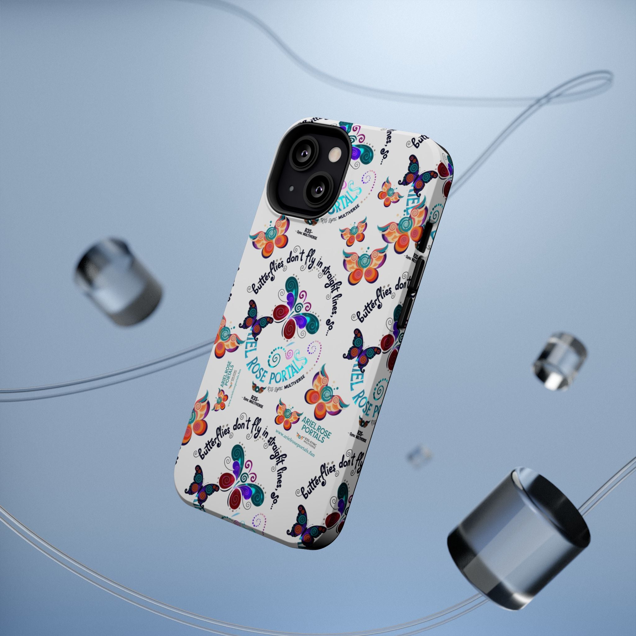 Butterfly Pattern Magnetic Phone Case — "How Butterflies Fly" Ariel Rose Portals Design