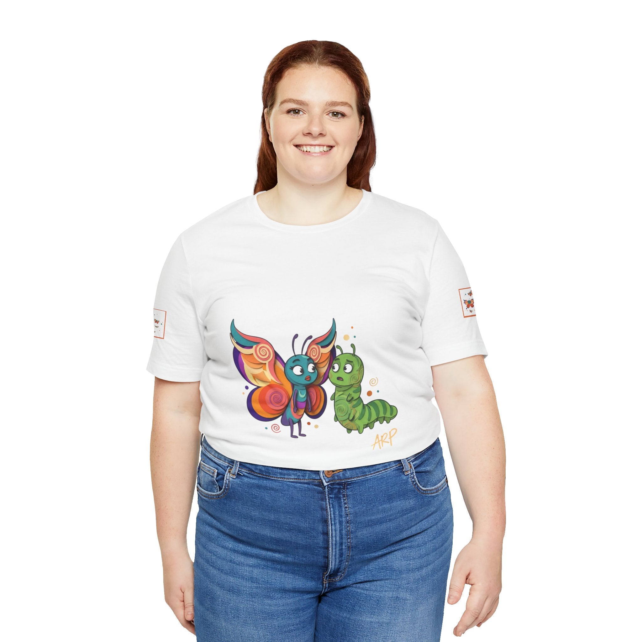 Allarmante T-Shirt Unlimited Tee Flip Variant — Maglietta Grafica Stravagante Farfalla e Bruco