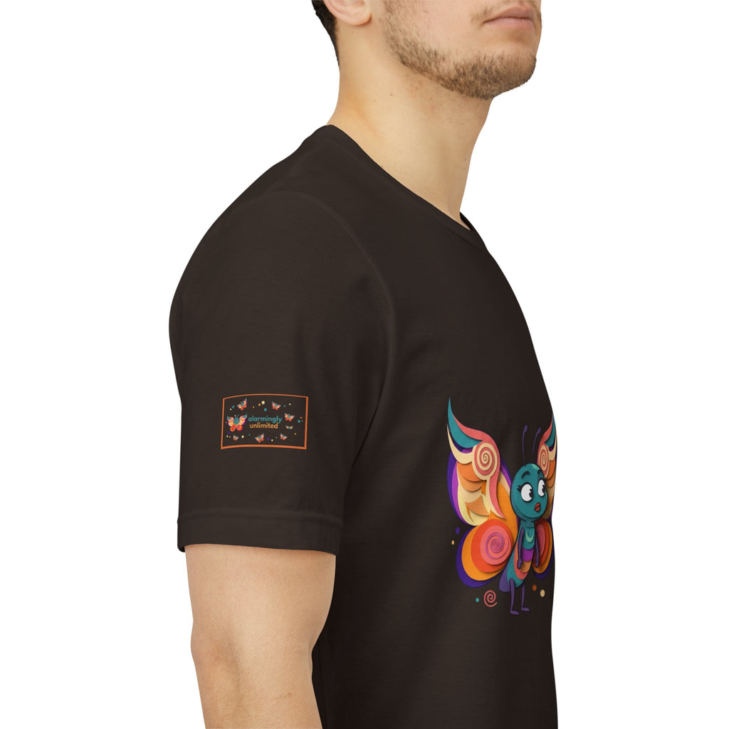 Allarmante T-Shirt Unlimited Tee Flip Variant — Maglietta Grafica Stravagante Farfalla e Bruco