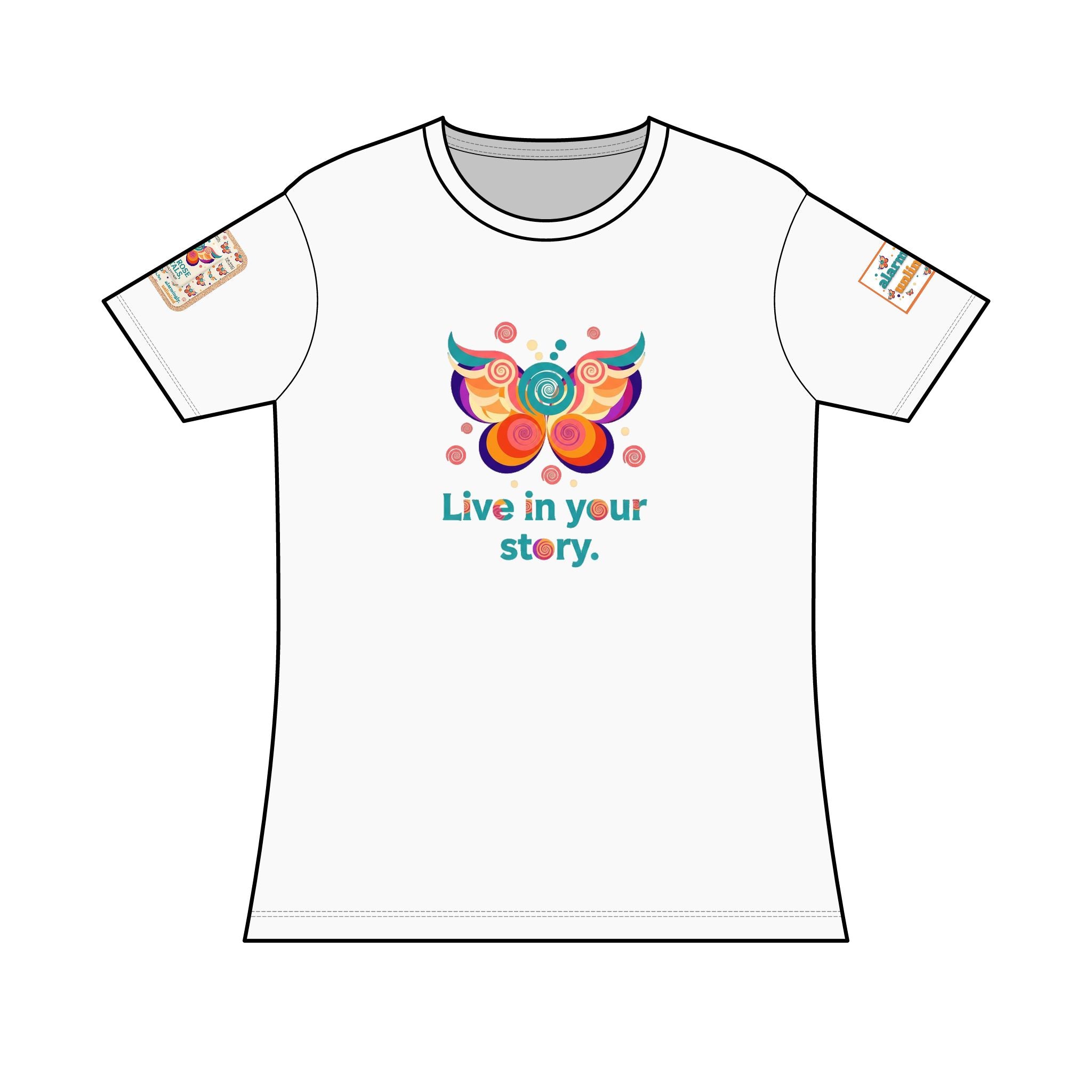 Live in Your Story Women's Tee — Colorful Butterfly Inspiration Shirt