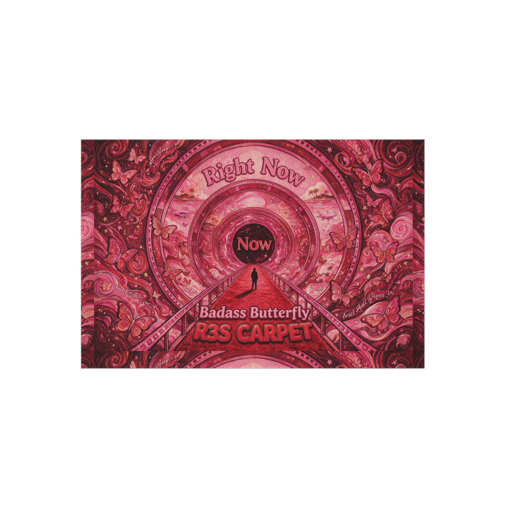 Badass Butterfly 'Right Now' R3S-Carpet Outdoor Rug — Red Boho Decorative Patio Mat