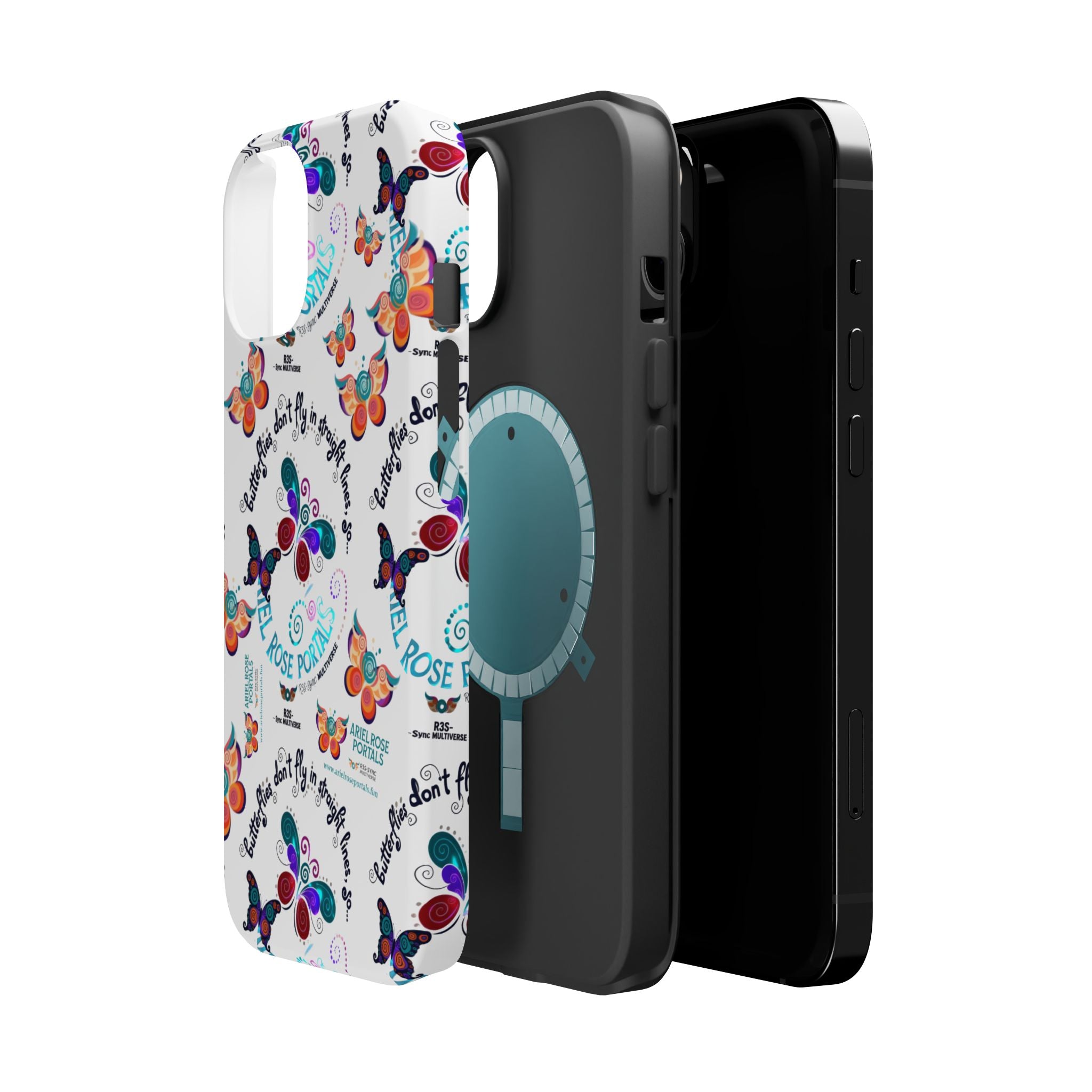 Butterfly Pattern Magnetic Phone Case — "How Butterflies Fly" Ariel Rose Portals Design