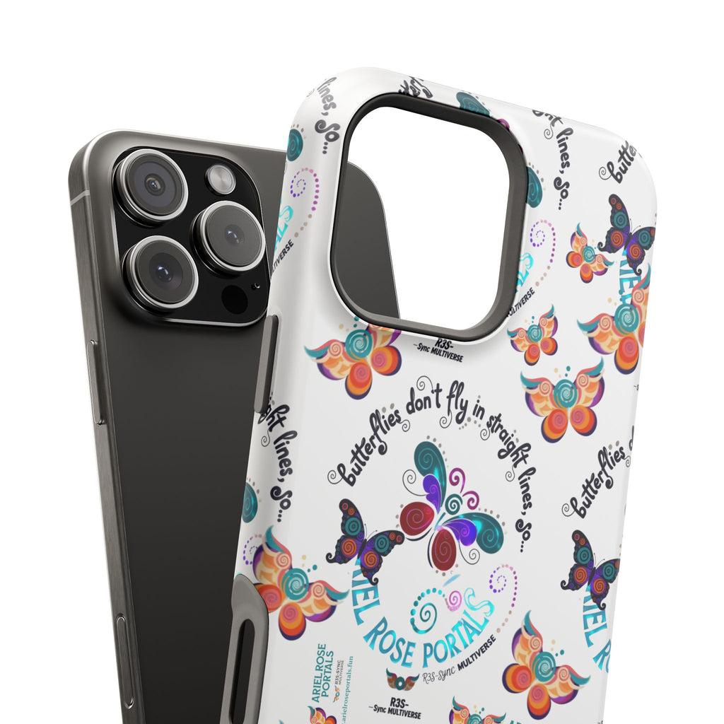 Butterfly Pattern Magnetic Phone Case — "How Butterflies Fly" Ariel Rose Portals Design