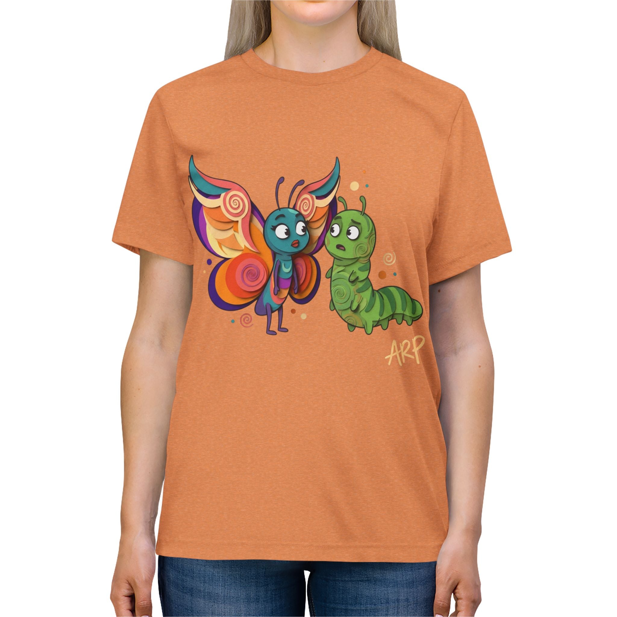T-shirt Vintage Morbida TriBlend "Allarmantemente Illimitato Farfalla & Bruco" — Simpatica Maglietta Grafica Trasformazione