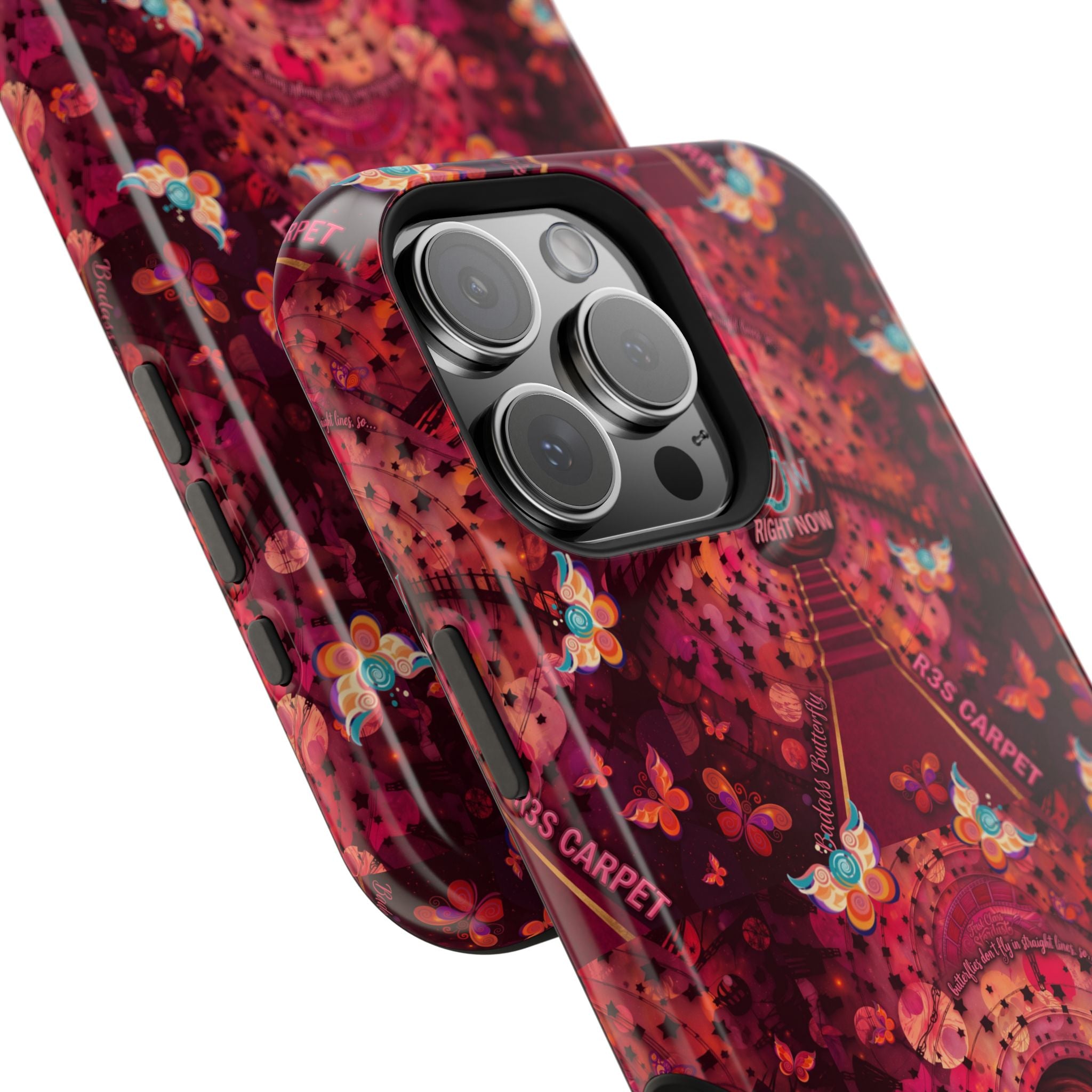 R3S-Carpet Worthy Magnetic Impact-Resistant Phone Case – Butterfly Kaleidoscope Now First-Class Stardust Collection