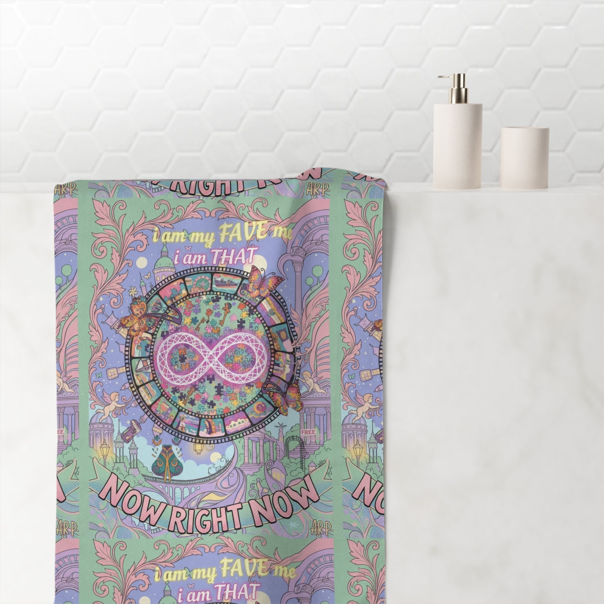 Infinity R3s-Recovery Cloak Beach Towel — "Now Right Now" Pastel Variant