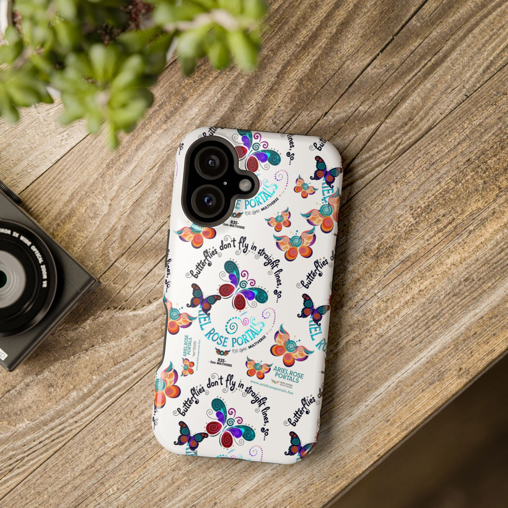 Butterfly Pattern Magnetic Phone Case — "How Butterflies Fly" Ariel Rose Portals Design