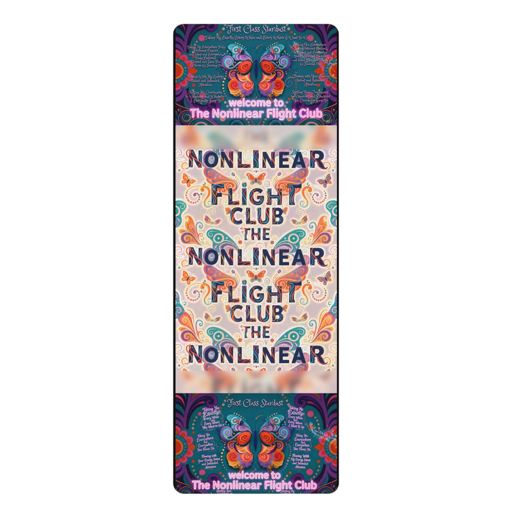 Nonlinear Flight Club Soft Rubber Yoga Mat – Psychedelic Butterfly Mandala Design