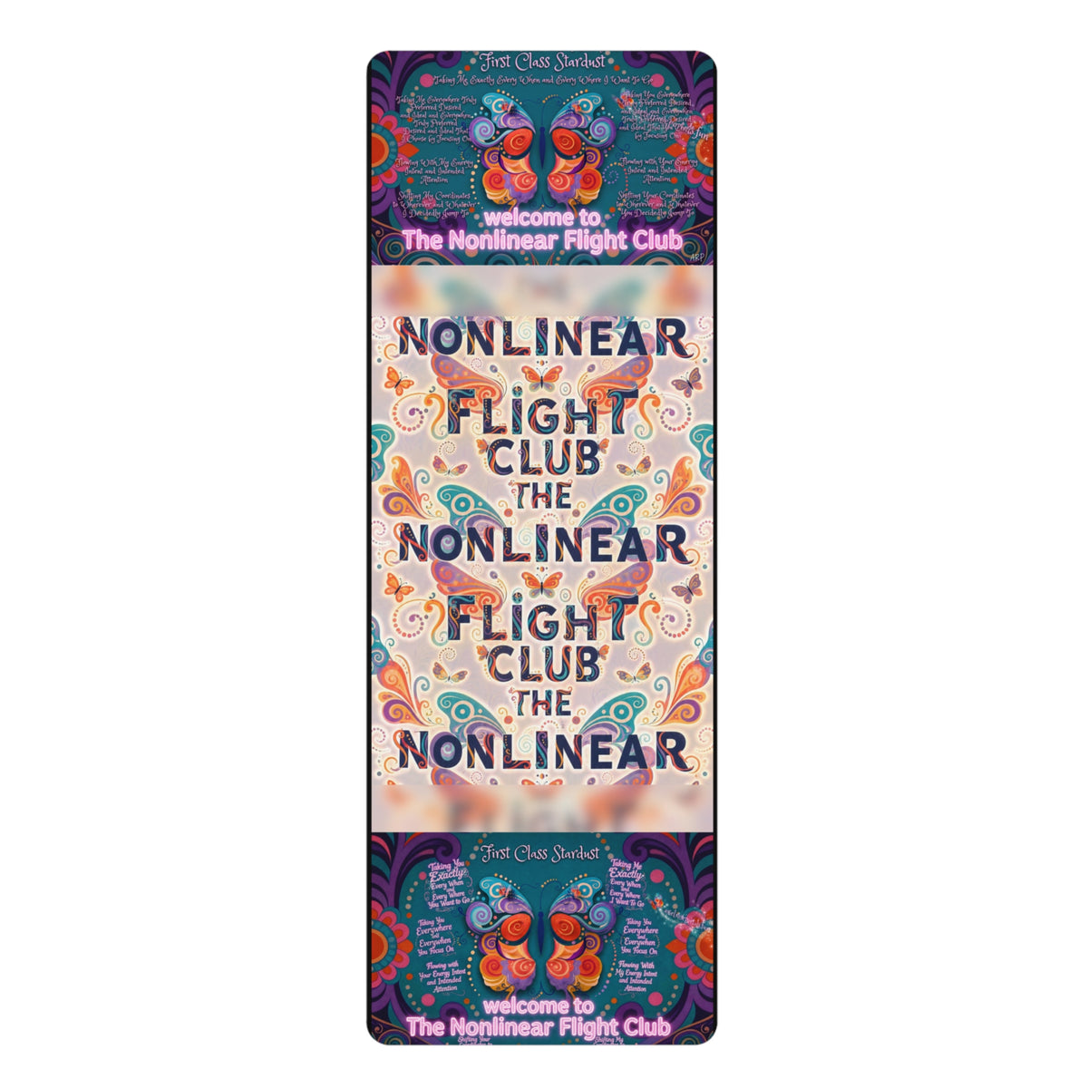 Nonlinear Flight Club Soft Rubber Yoga Mat – Psychedelic Butterfly Mandala Design