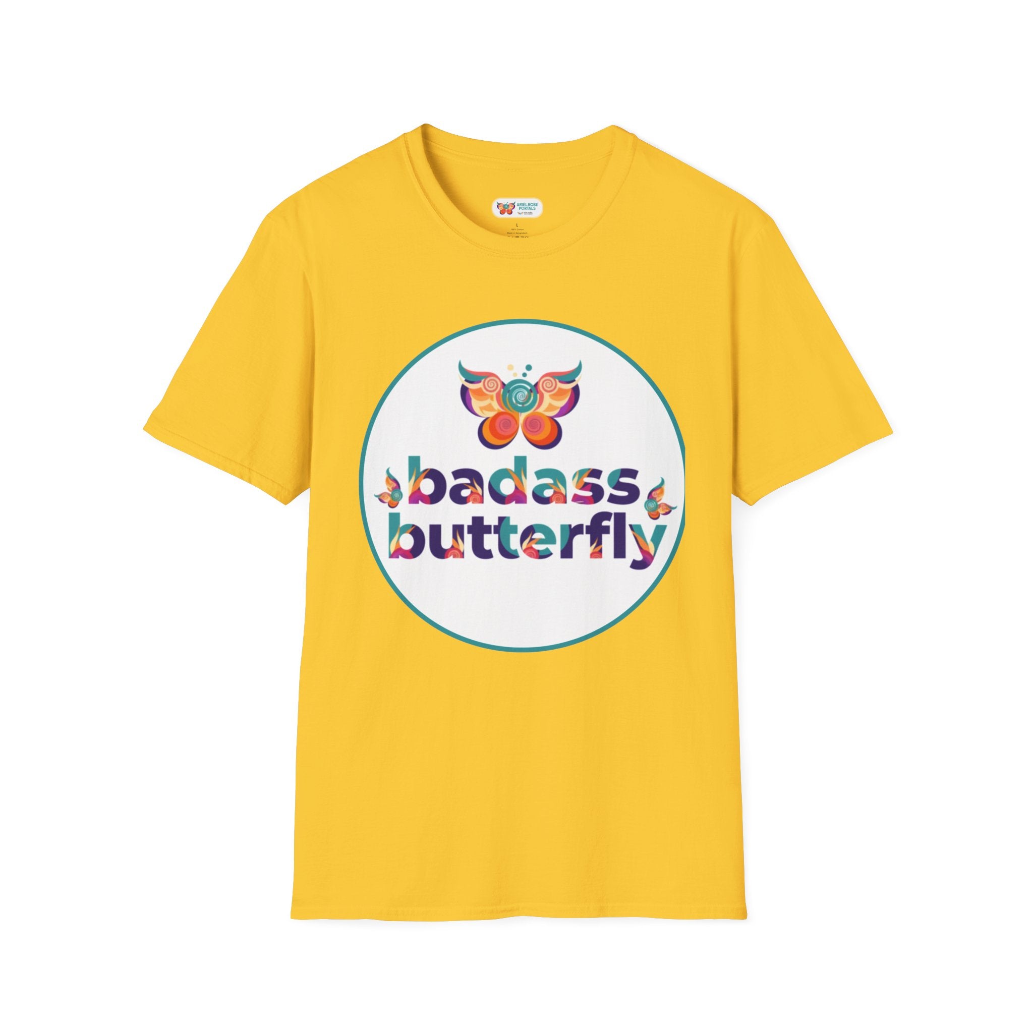 Maglietta "Badass Butterfly Sticker" — Ariel Rose Portals Variant in Stile Sticker