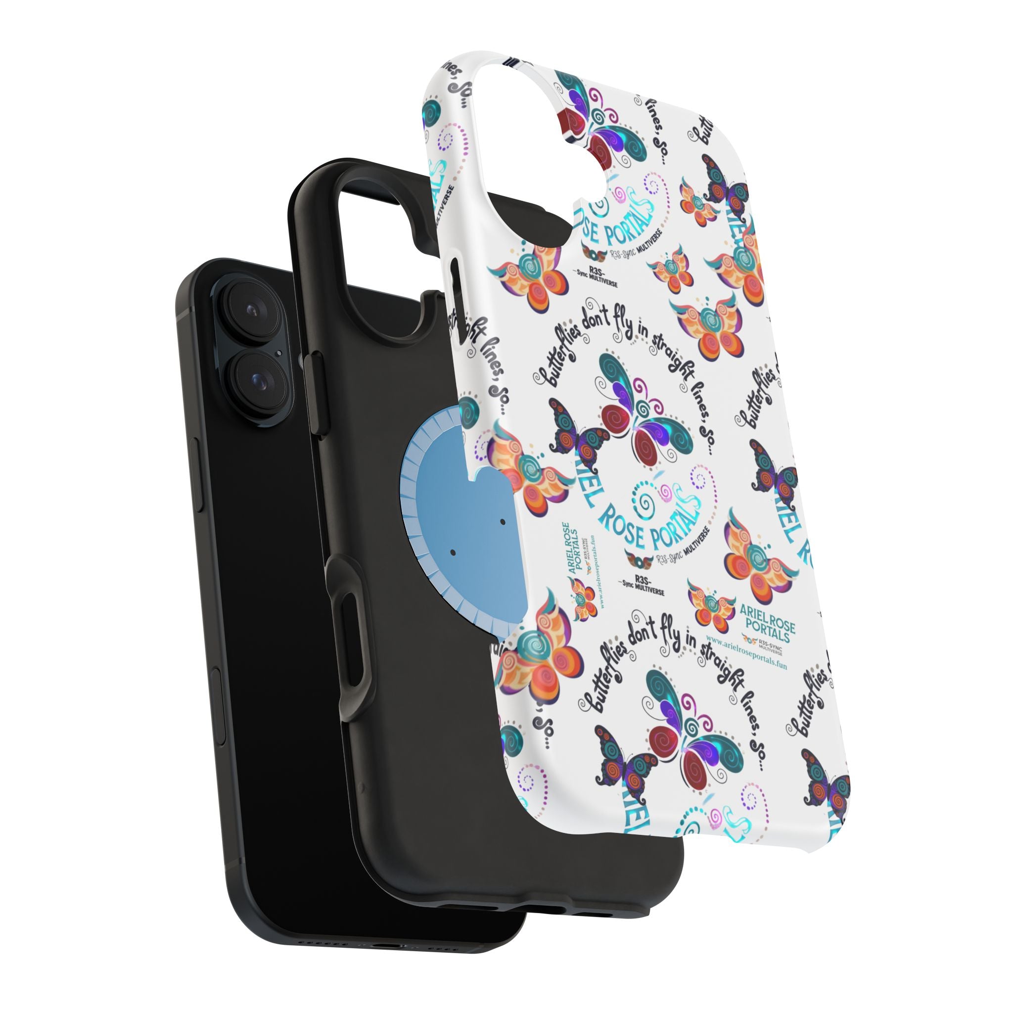 Butterfly Pattern Magnetic Phone Case — "How Butterflies Fly" Ariel Rose Portals Design