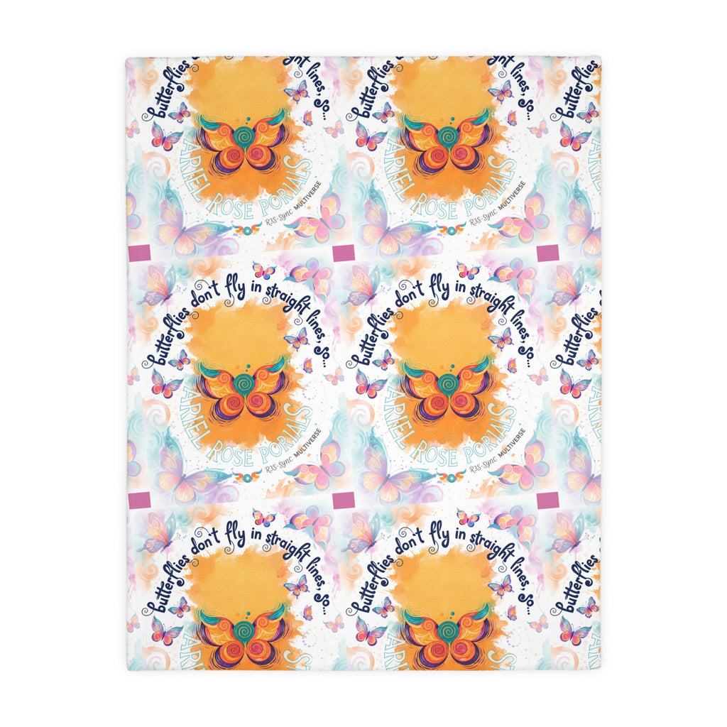 Velveteen Microfiber 2-Sided Vibrant Butterfly & Retro Throw