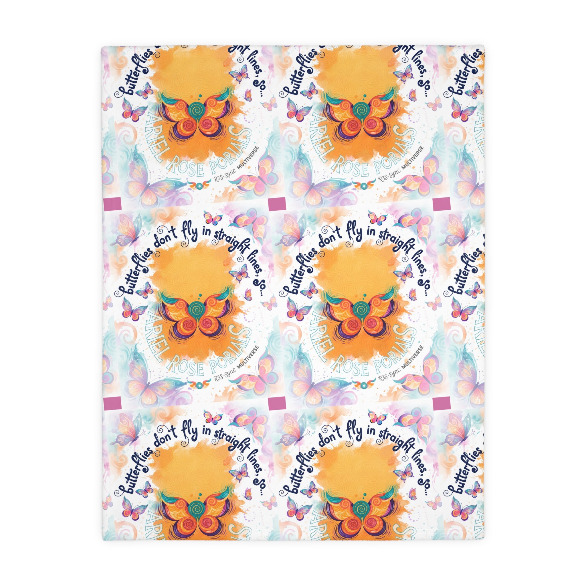 Velveteen Microfiber 2-Sided Vibrant Butterfly & Retro Throw