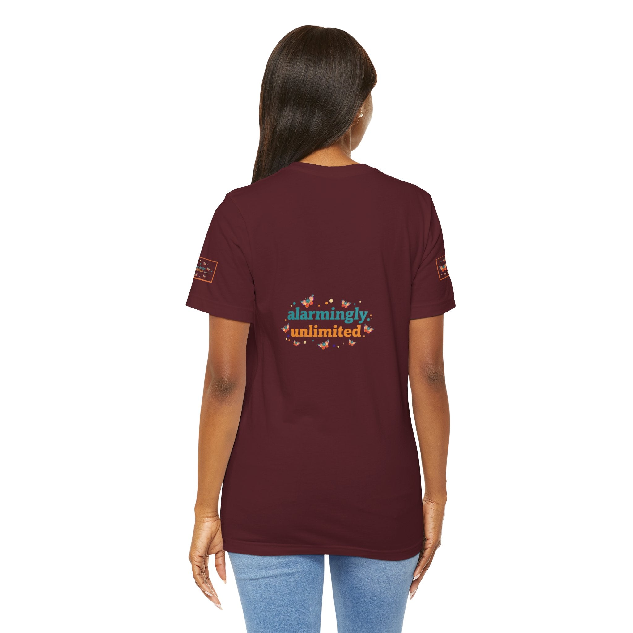Allarmante T-Shirt Unlimited Tee Flip Variant — Maglietta Grafica Stravagante Farfalla e Bruco