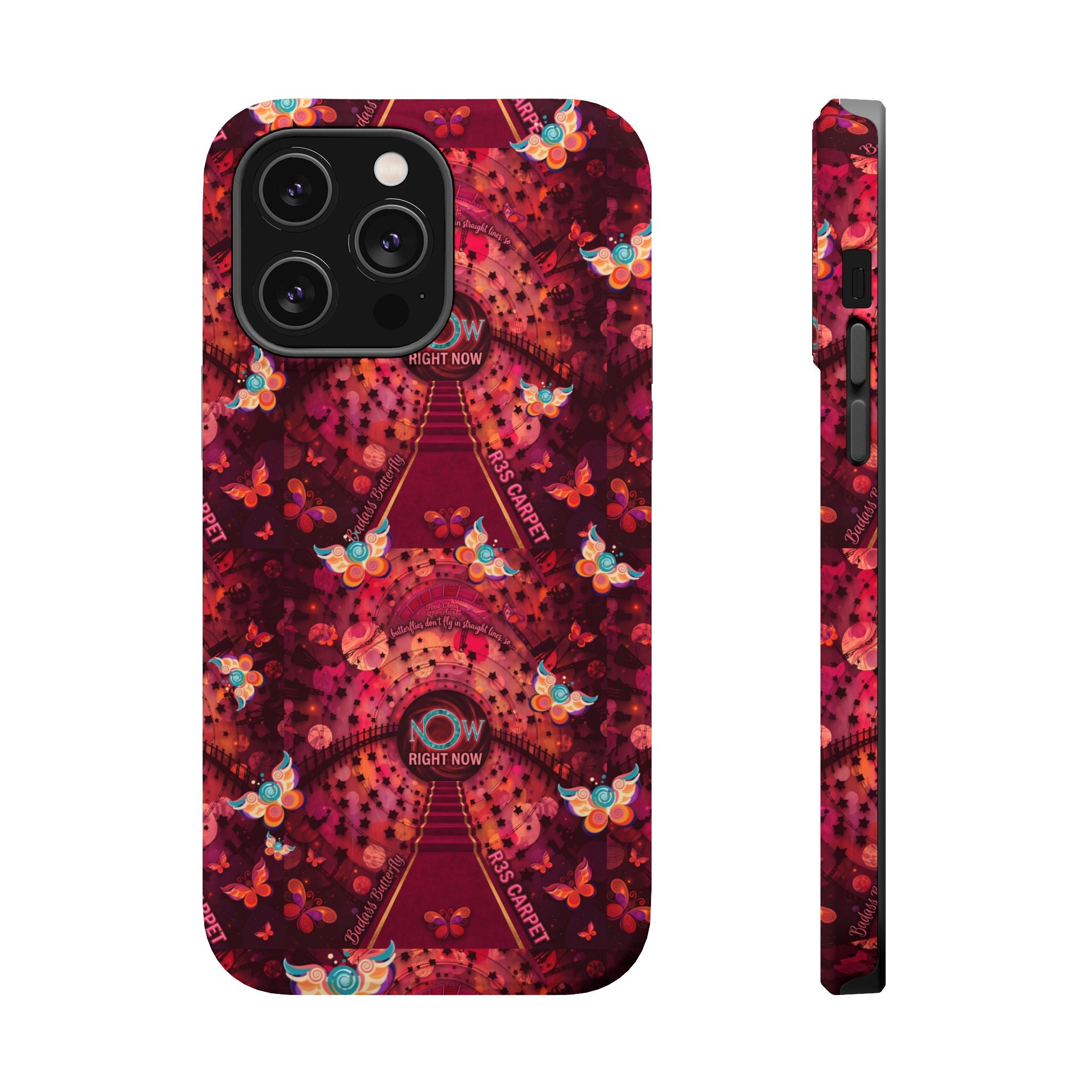 R3S-Carpet Worthy Magnetic Impact-Resistant Phone Case – Butterfly Kaleidoscope Now First-Class Stardust Collection