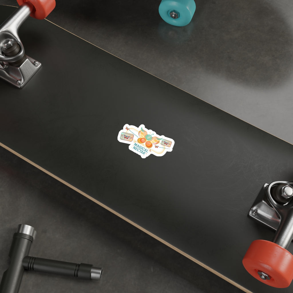 Magical Nectar Die-Cut Sticker — Colorful Butterfly & Honeycomb Design