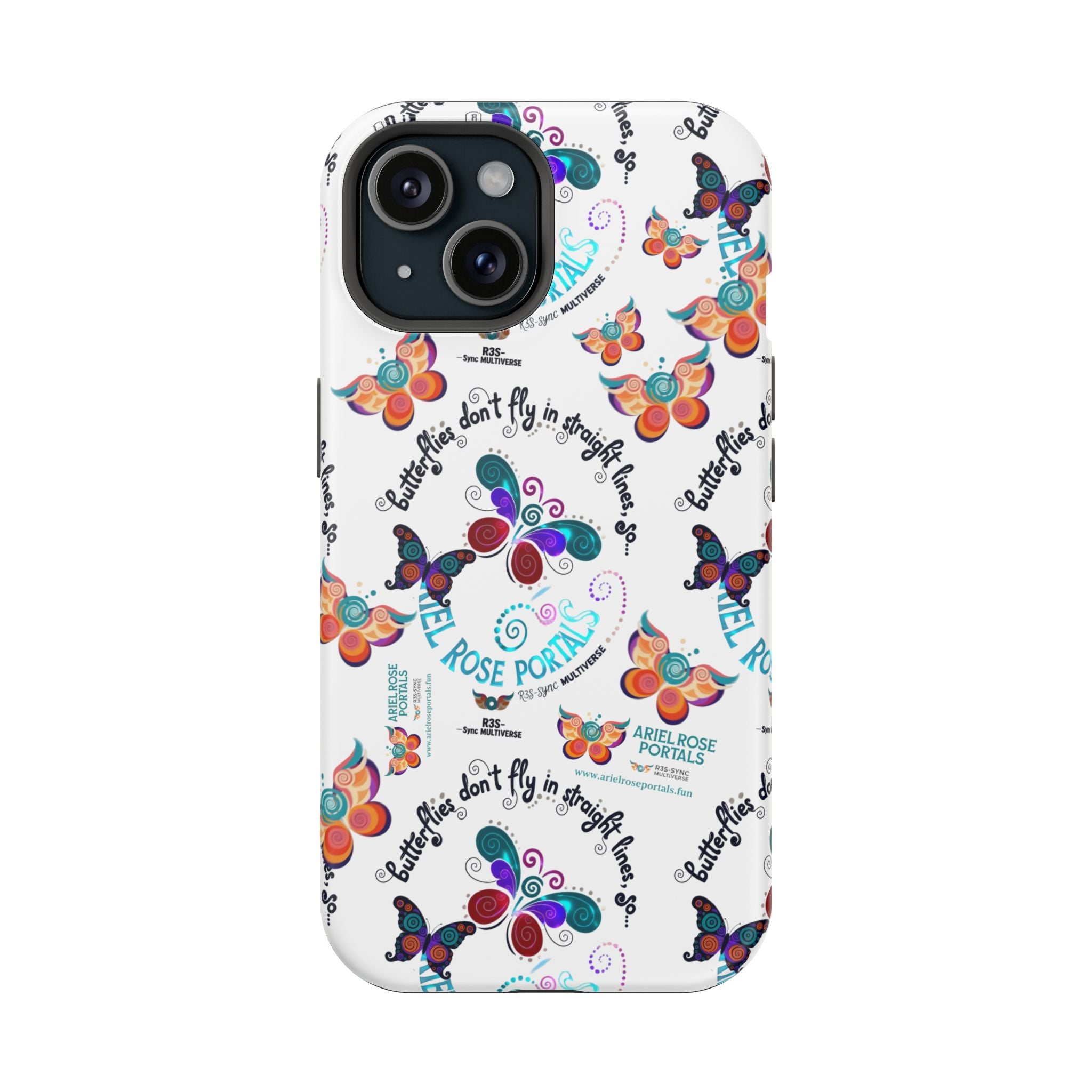 Butterfly Pattern Magnetic Phone Case — "How Butterflies Fly" Ariel Rose Portals Design