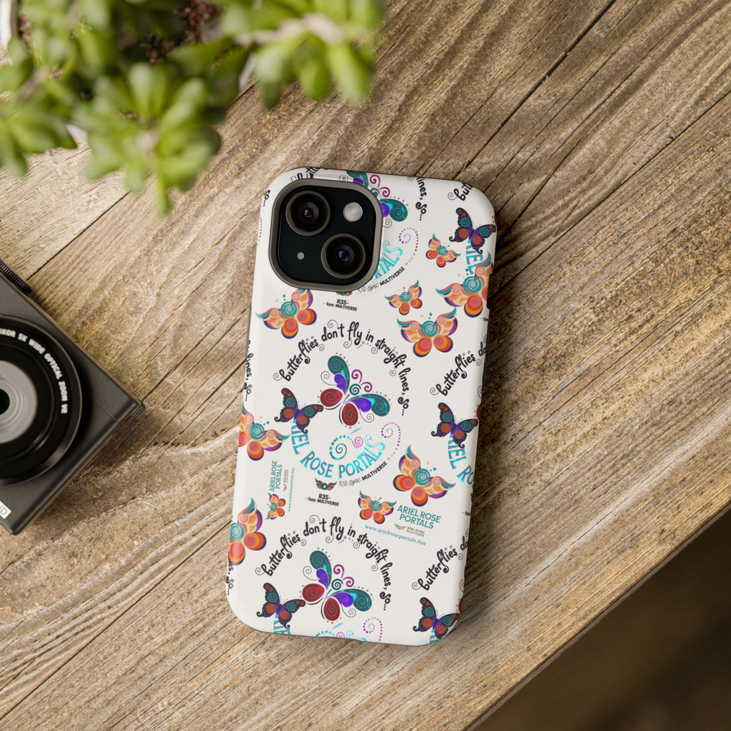 Butterfly Pattern Magnetic Phone Case — "How Butterflies Fly" Ariel Rose Portals Design