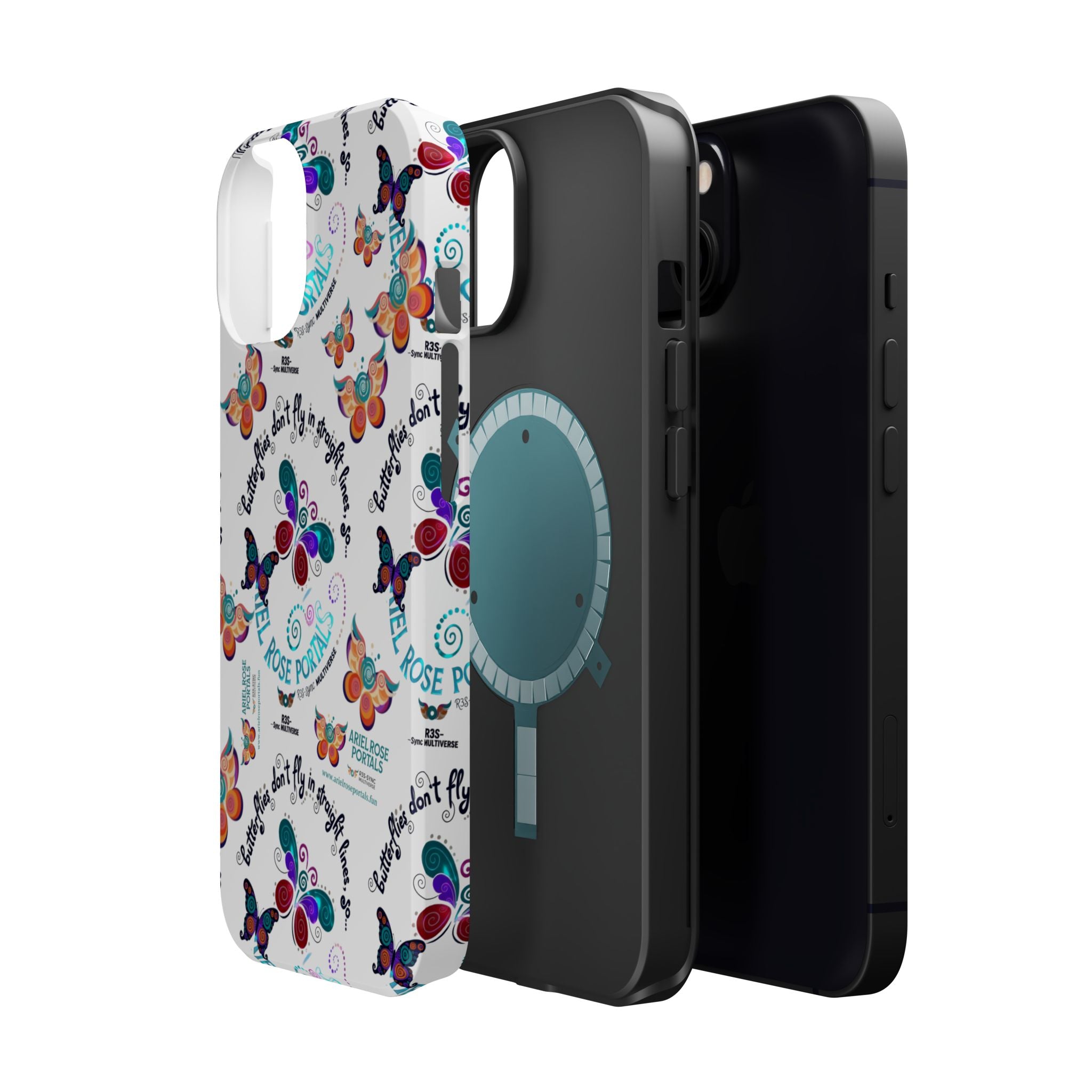 Butterfly Pattern Magnetic Phone Case — "How Butterflies Fly" Ariel Rose Portals Design
