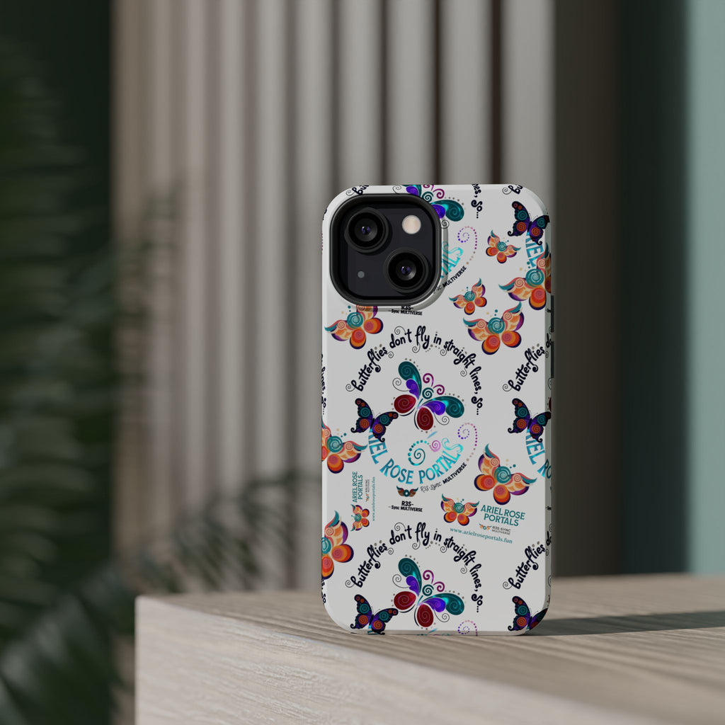 Butterfly Pattern Magnetic Phone Case — "How Butterflies Fly" Ariel Rose Portals Design