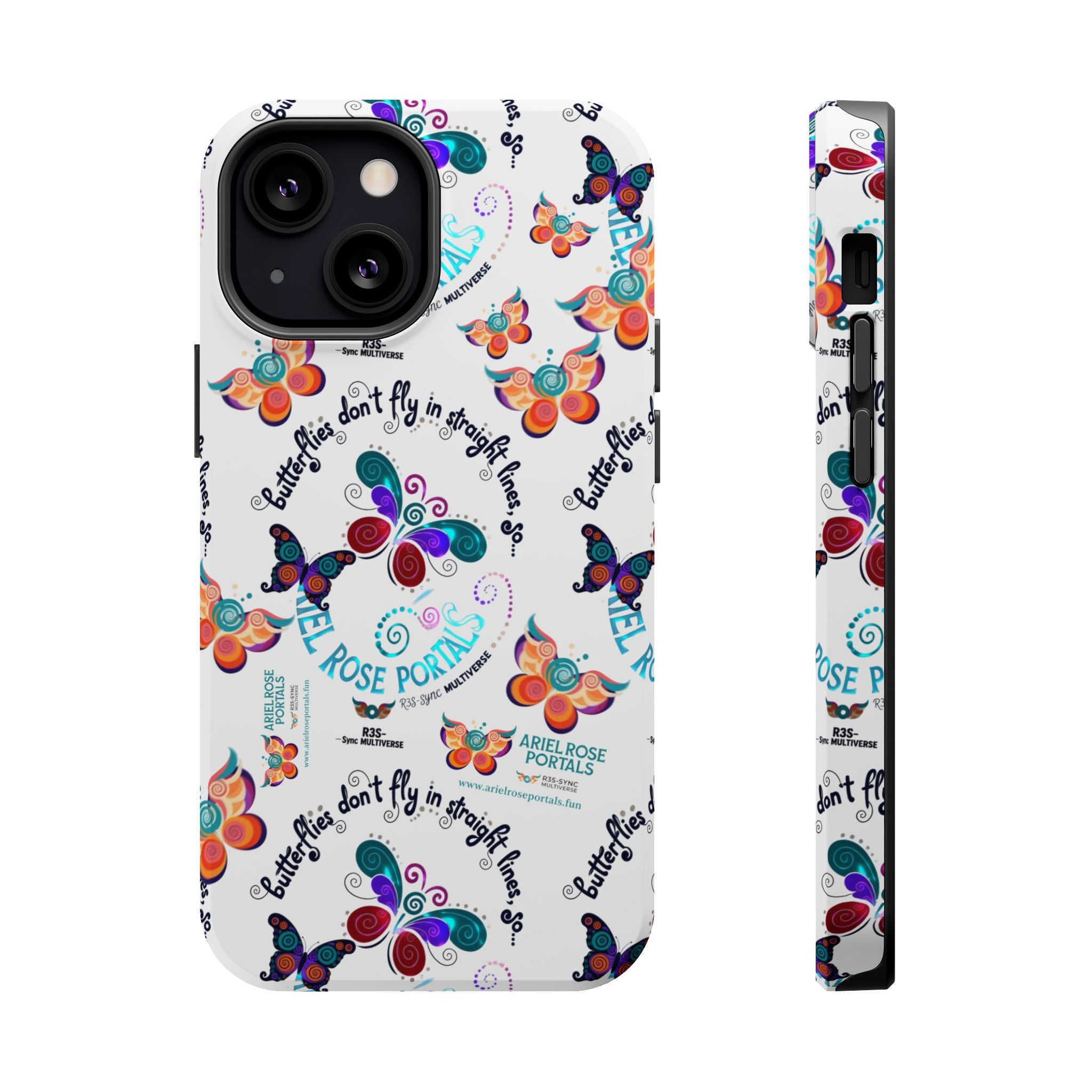 Butterfly Pattern Magnetic Phone Case — "How Butterflies Fly" Ariel Rose Portals Design