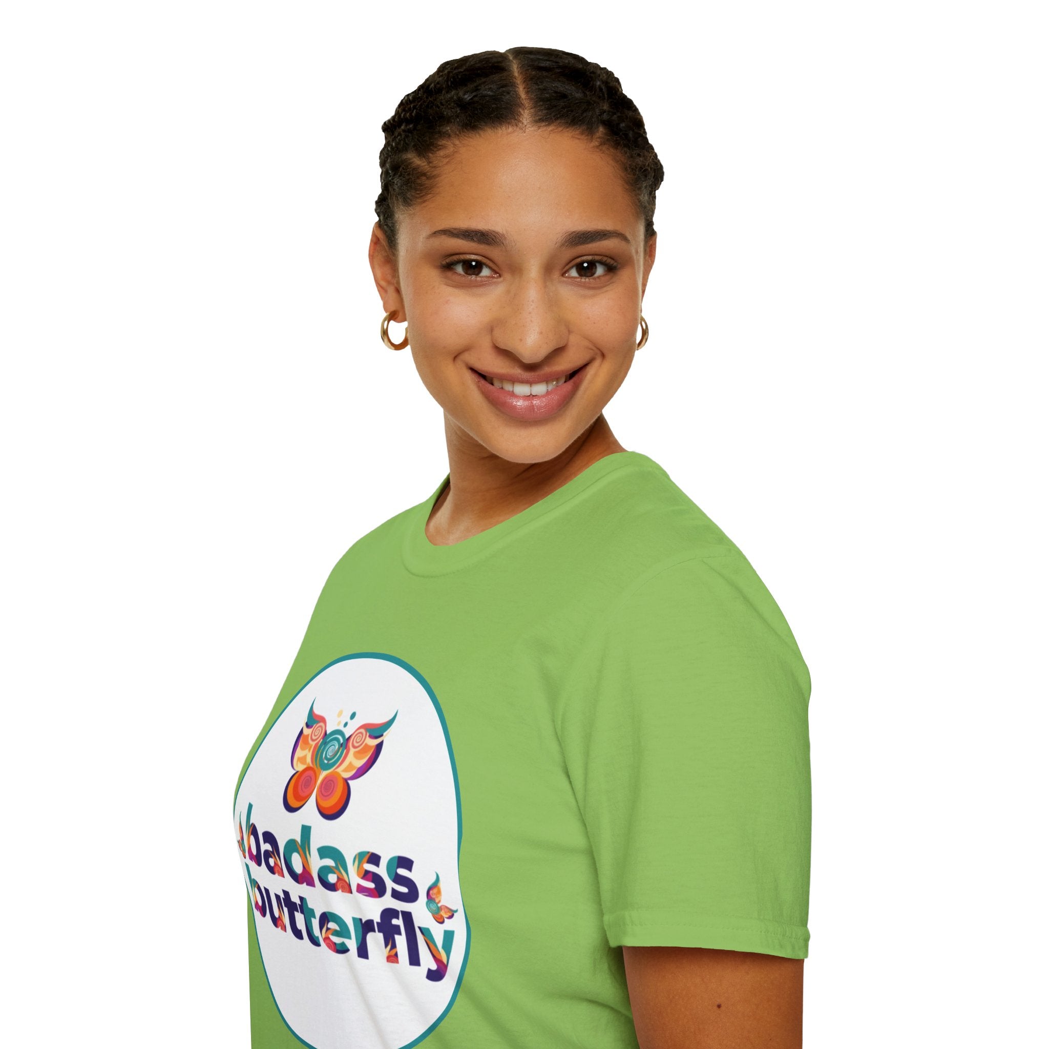 Maglietta "Badass Butterfly Sticker" — Ariel Rose Portals Variant in Stile Sticker