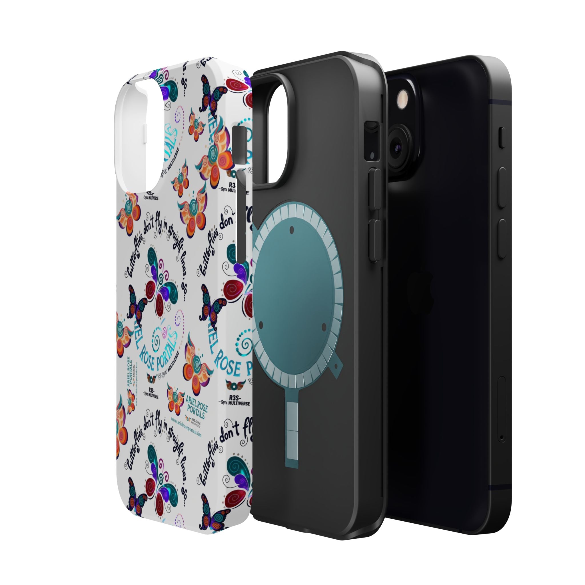 Butterfly Pattern Magnetic Phone Case — "How Butterflies Fly" Ariel Rose Portals Design
