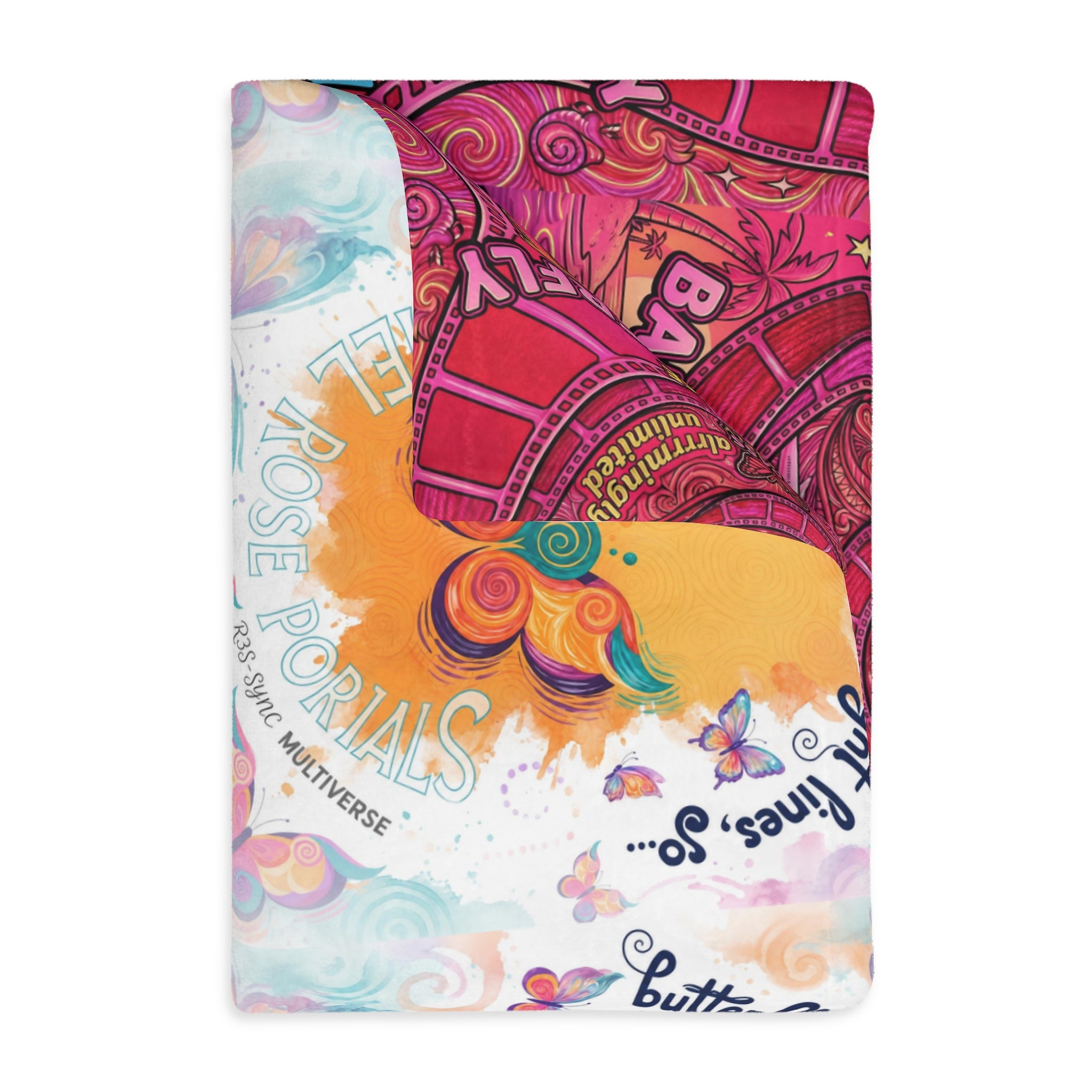 Velveteen Microfiber 2-Sided Vibrant Butterfly & Retro Throw