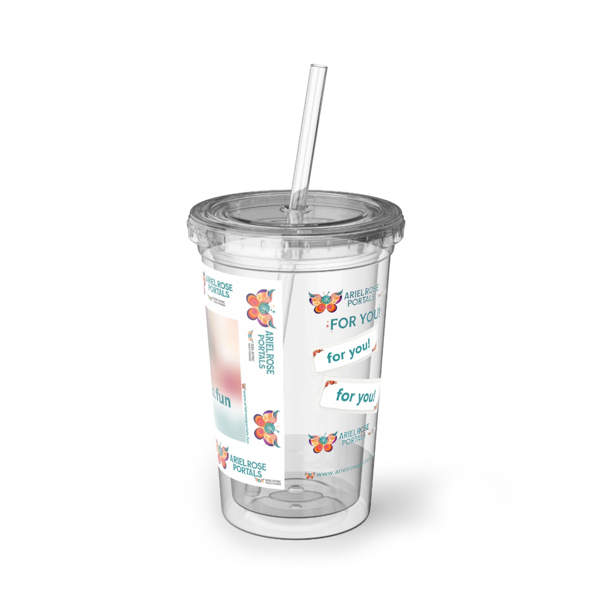 Bicchiere tumbler acrilico farfalla — Logo Ariel Rose Portals
