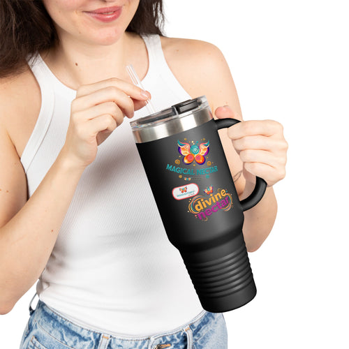 Ariel Rose Portals 40oz Insulated Travel Mug — 'Magical Nectar' Butterfly Tumbler