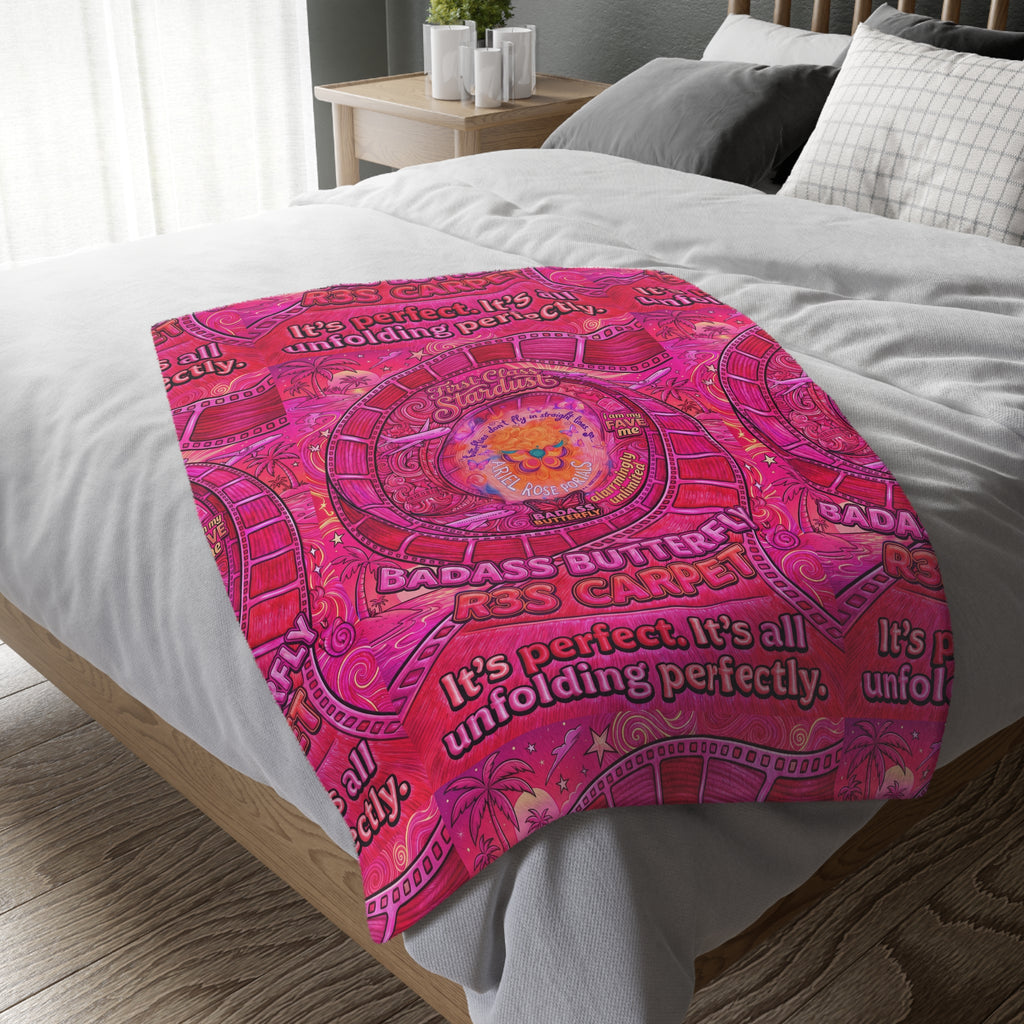 Badass Butterfly R3s-Carpet Pink Velveteen Blanket — "It's perfect. It's all unfolding perfectly."