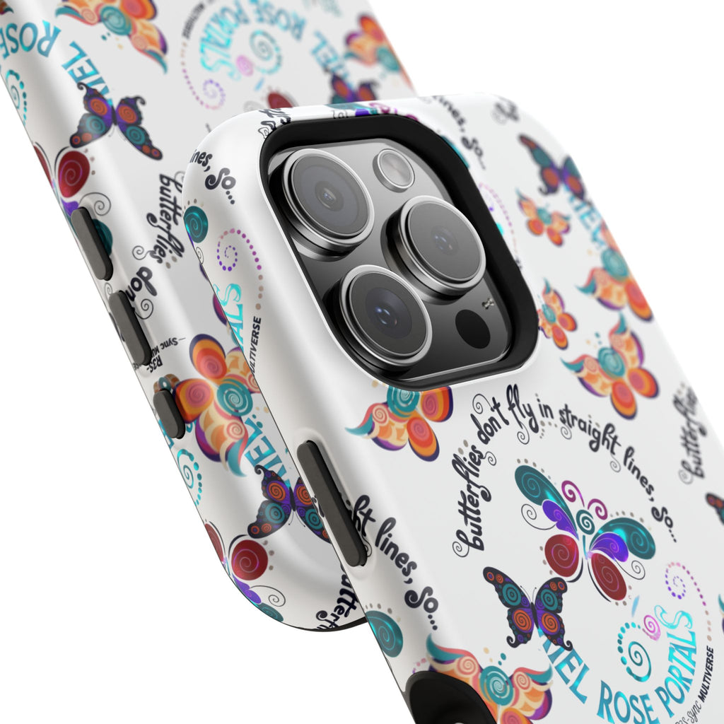 Butterfly Pattern Magnetic Phone Case — "How Butterflies Fly" Ariel Rose Portals Design