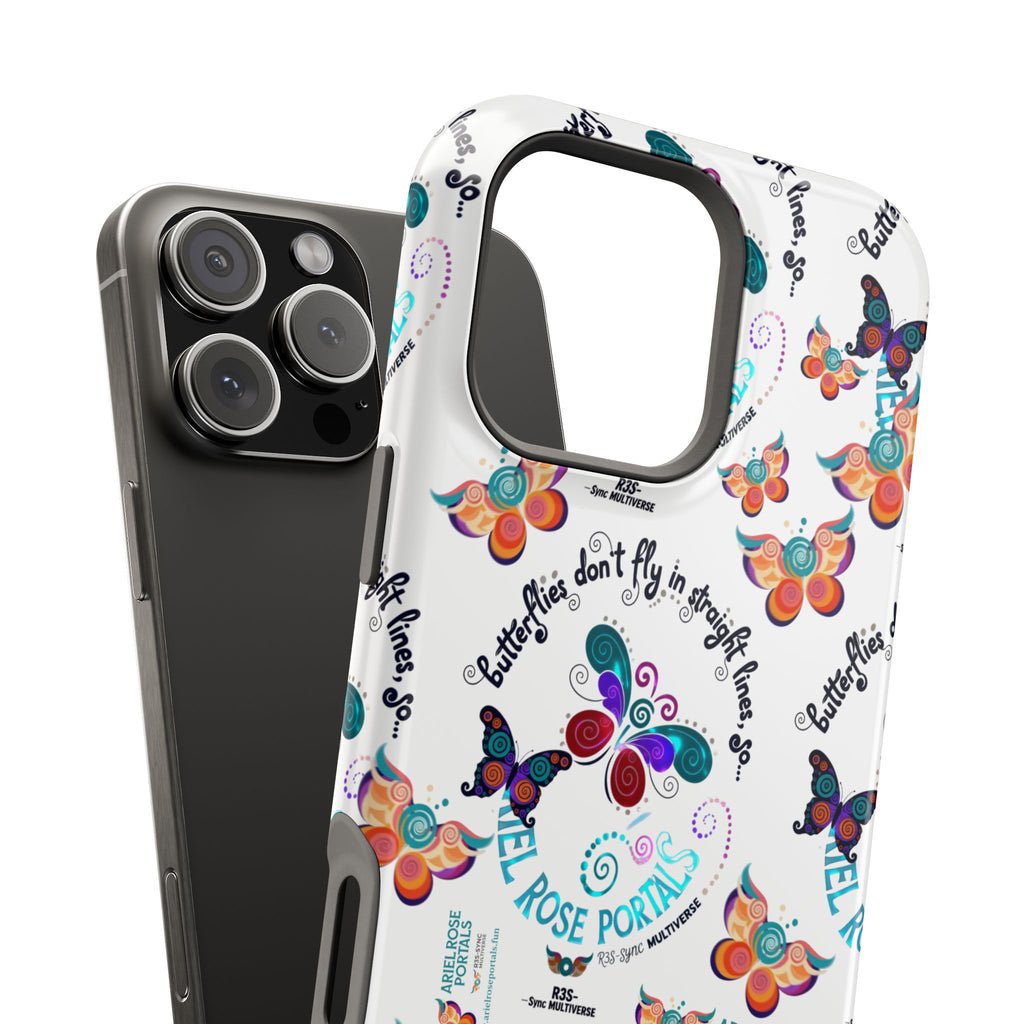 Butterfly Pattern Magnetic Phone Case — "How Butterflies Fly" Ariel Rose Portals Design