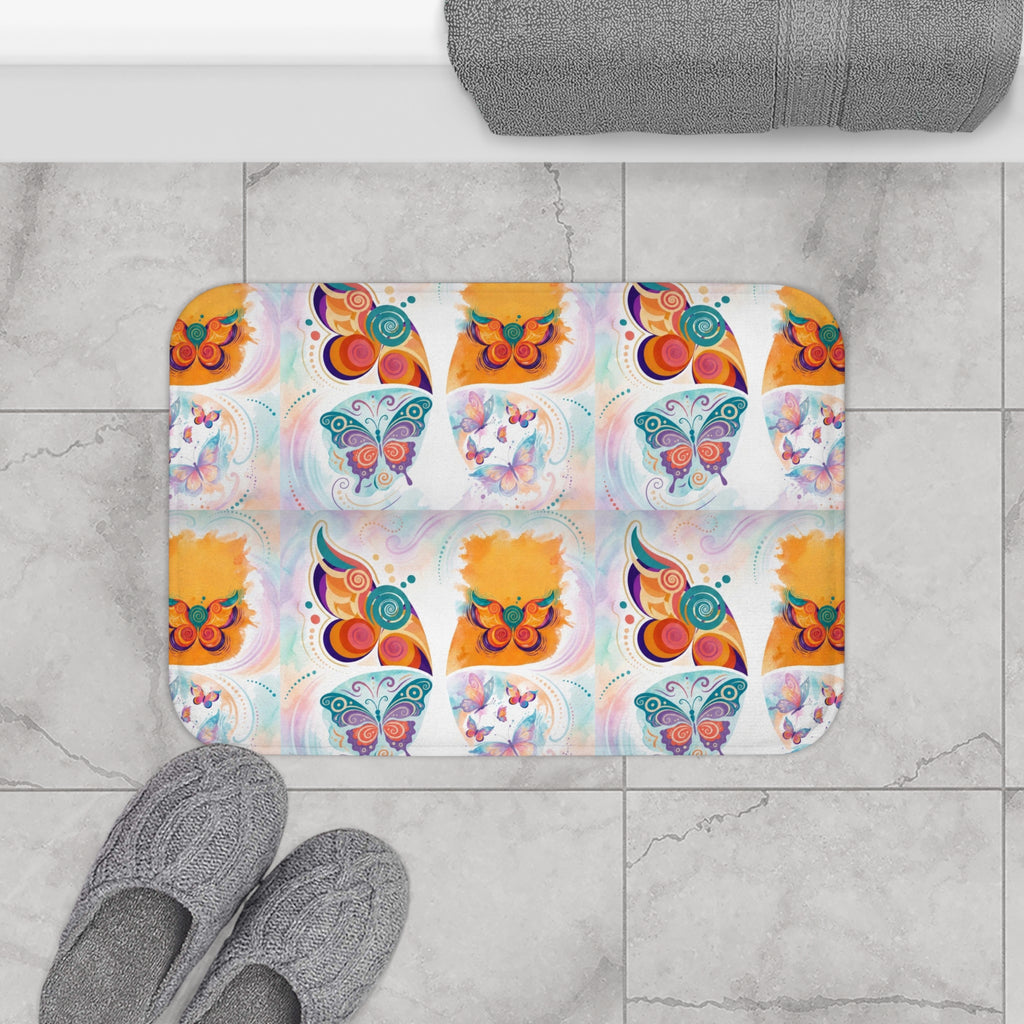 Butterfly Pattern Bath Mat — Colorful First Class Stardust Collection Magical Portal Rug™️
