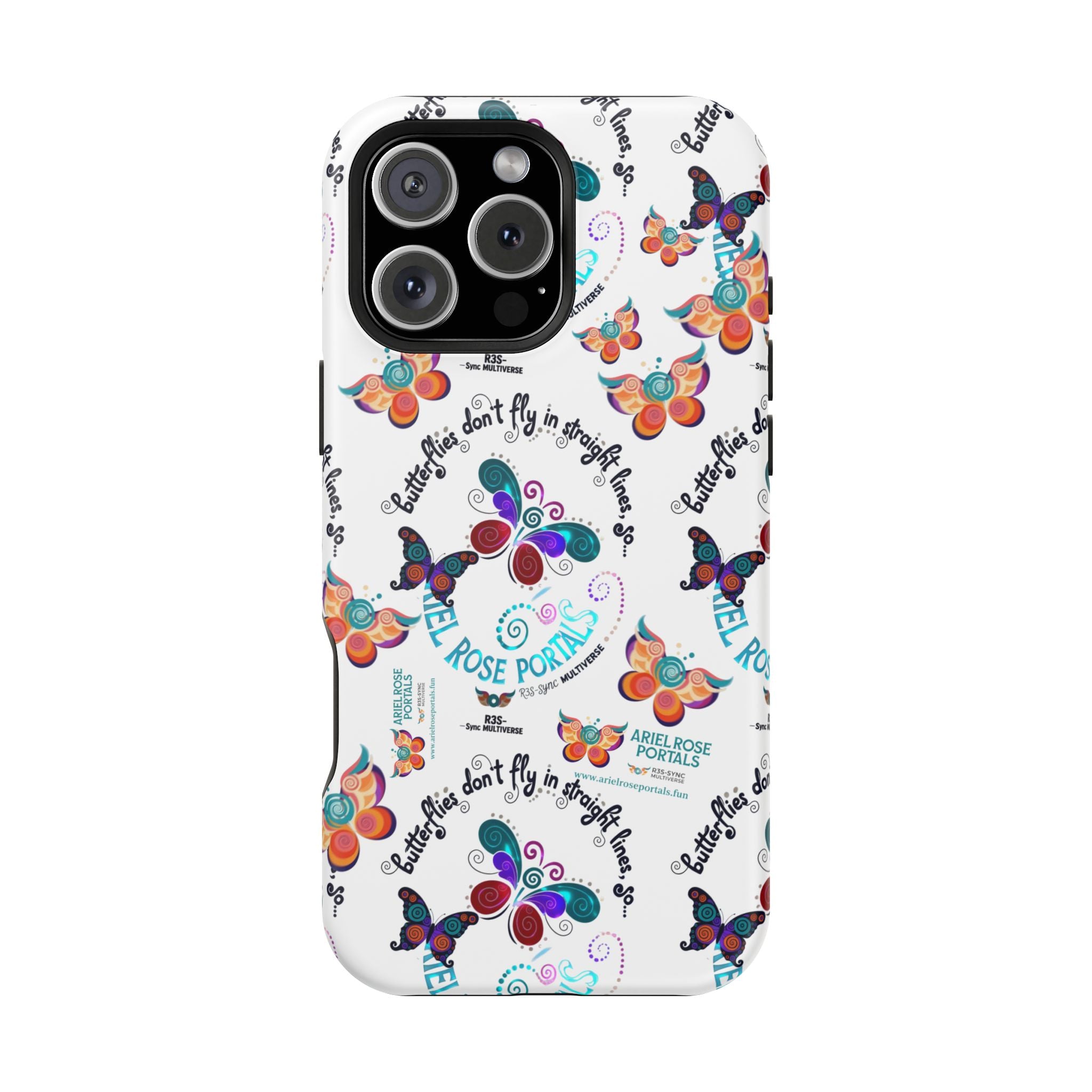 Butterfly Pattern Magnetic Phone Case — "How Butterflies Fly" Ariel Rose Portals Design