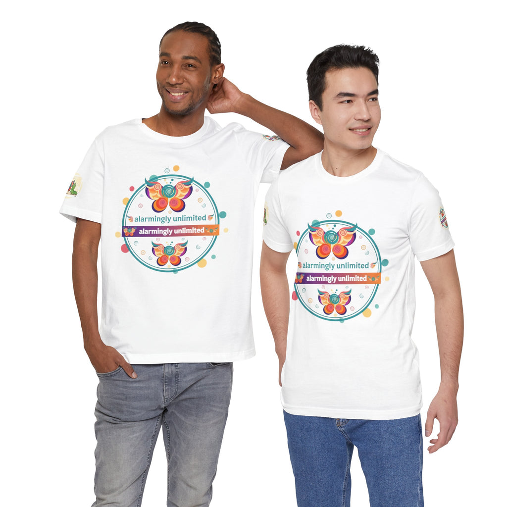 Butterfly & Caterpillar Tee — "alarmingly unlimited" Colorful Graphic T-Shirt