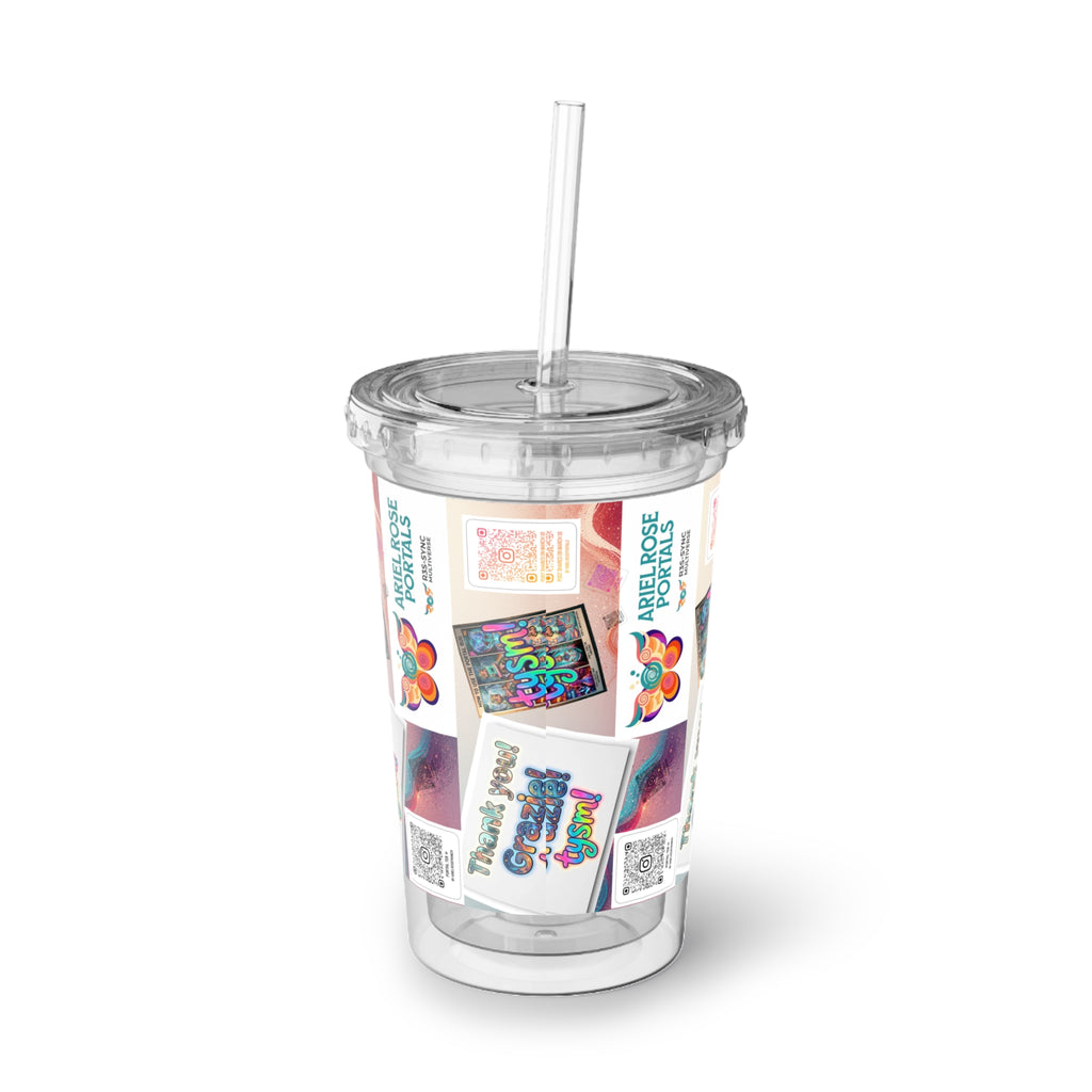 Gratitude Butterfly Acrylic Cup — 'Thank You' in Many Languages, Bright Collage Art