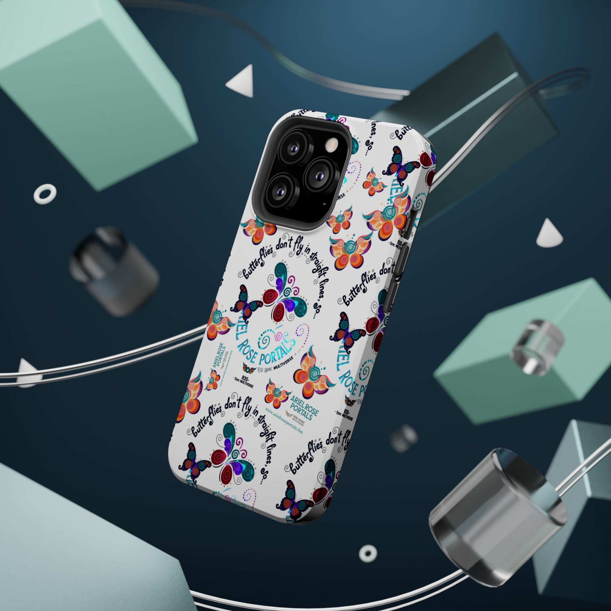 Butterfly Pattern Magnetic Phone Case — "How Butterflies Fly" Ariel Rose Portals Design