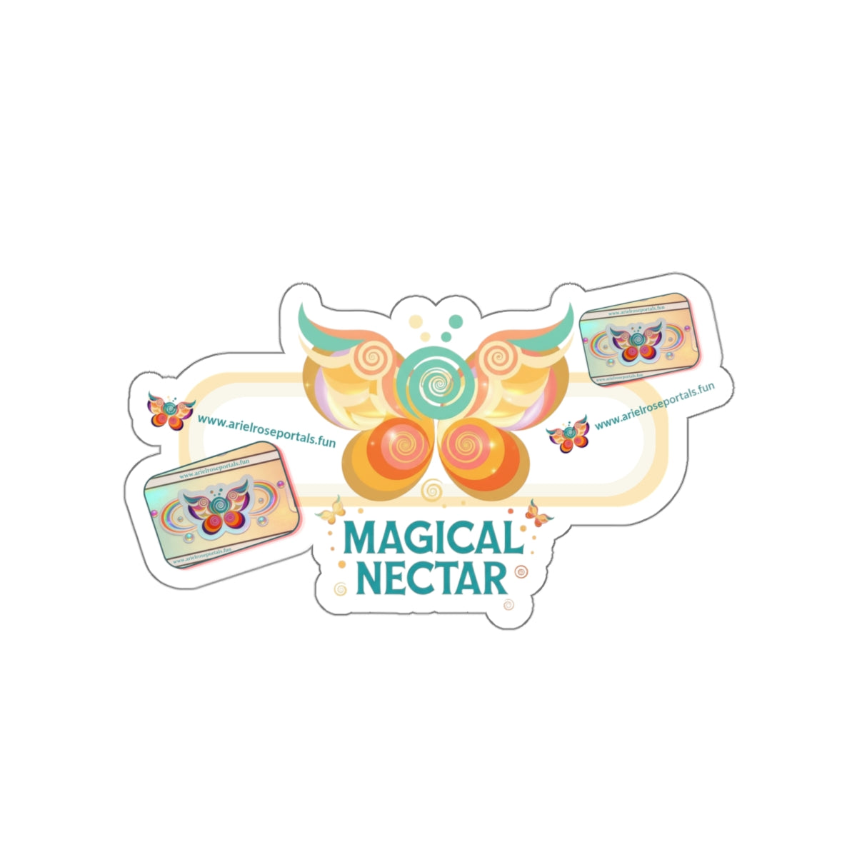 Magical Nectar Die-Cut Sticker — Colorful Butterfly & Honeycomb Design