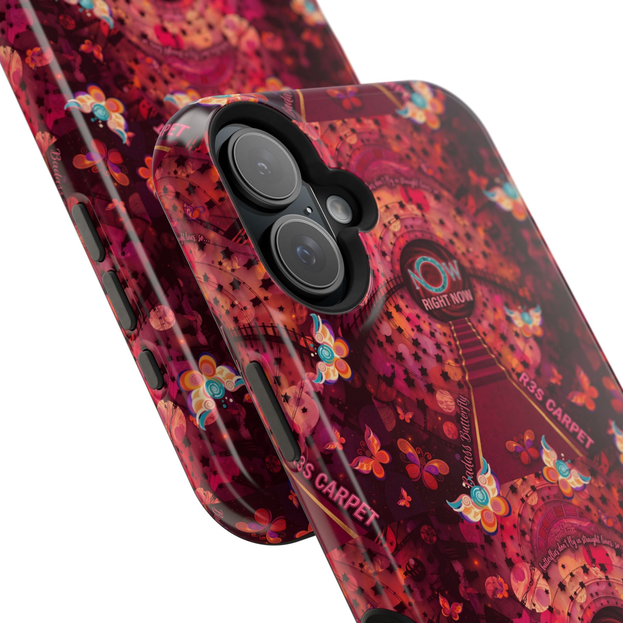 R3S-Carpet Worthy Magnetic Impact-Resistant Phone Case – Butterfly Kaleidoscope Now First-Class Stardust Collection