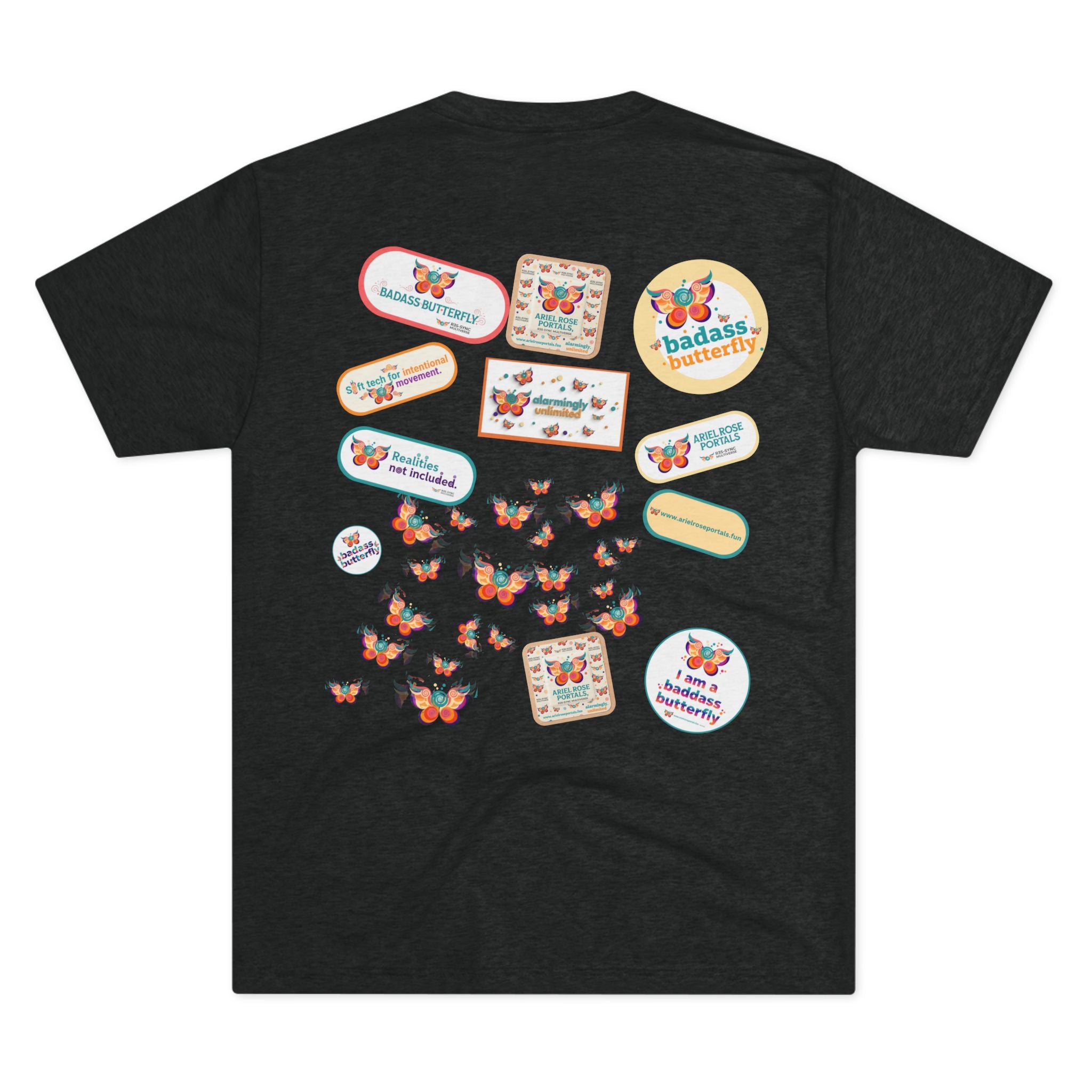 T-shirt "Badass Butterfly Vintage TriBlend Sticker" — Maglietta colorata con grafica "Empowerment"